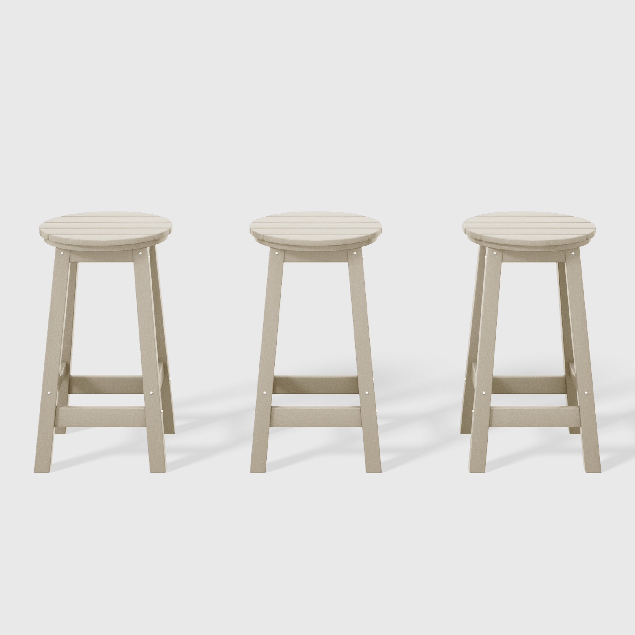 Paradise 24" HDPE Outdoor Patio Round Counter Height Bar Stool Set of 3