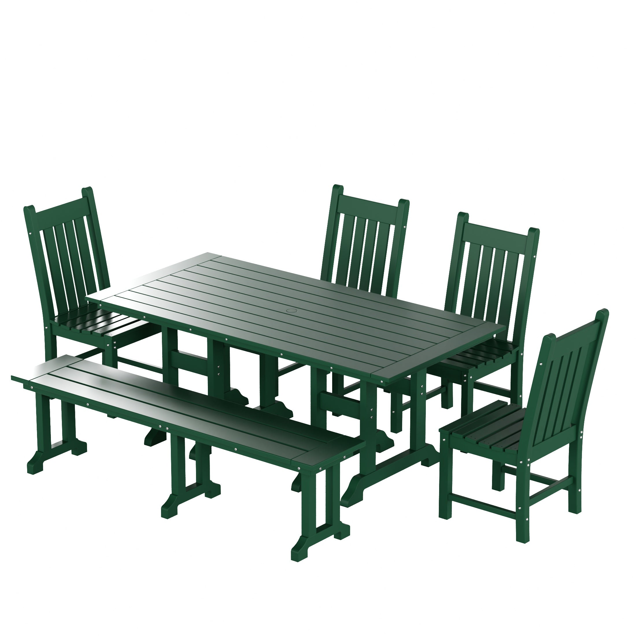 Paradise 6-Piece Outdoor Patio Dining Set Outdoor Table and Bench Chair Set
