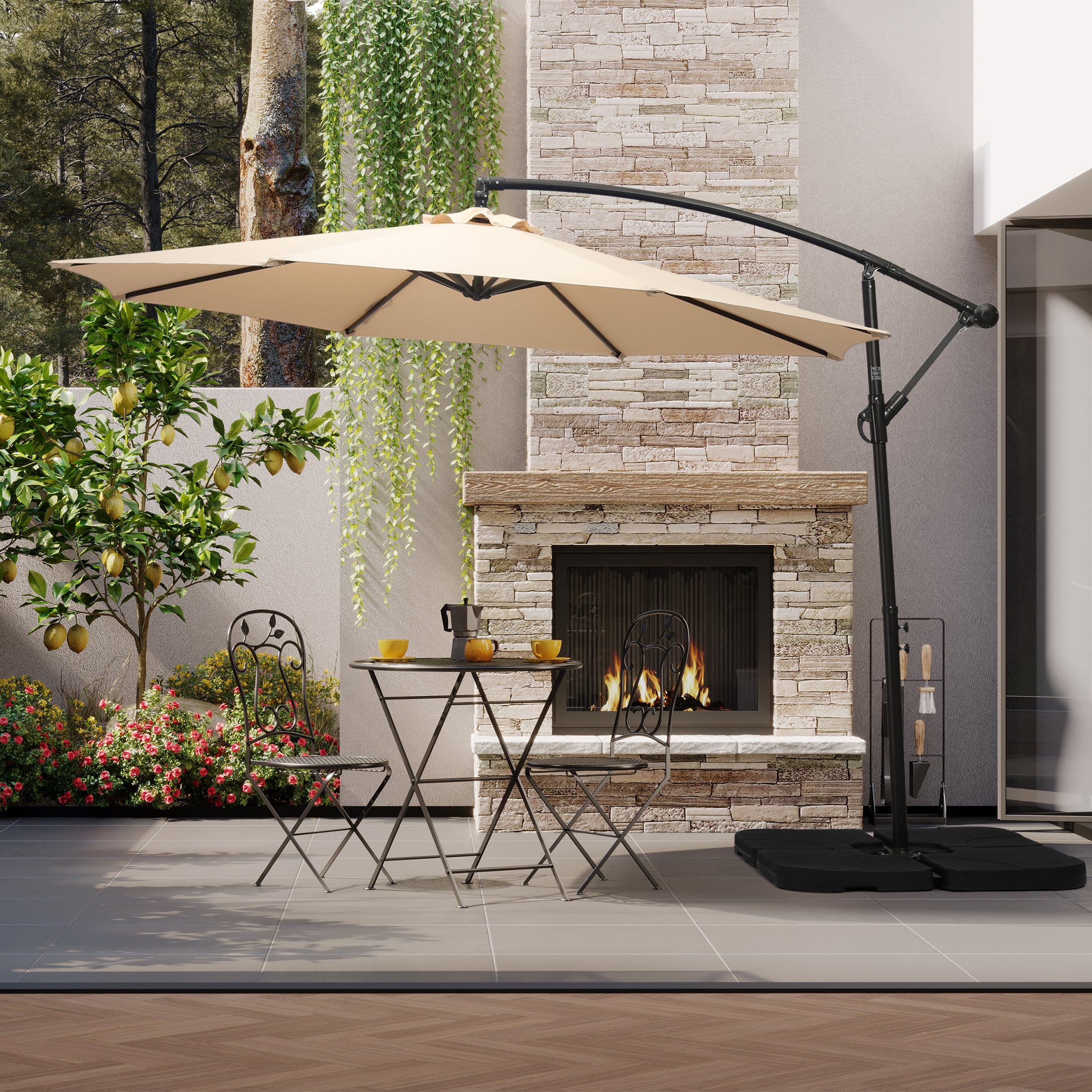 Elm 10 ft. Outdoor / Patio Cantilever Hanging Umbrella Elm 10 ft. Outdoor / Patio Cantilever Hanging Umbrella