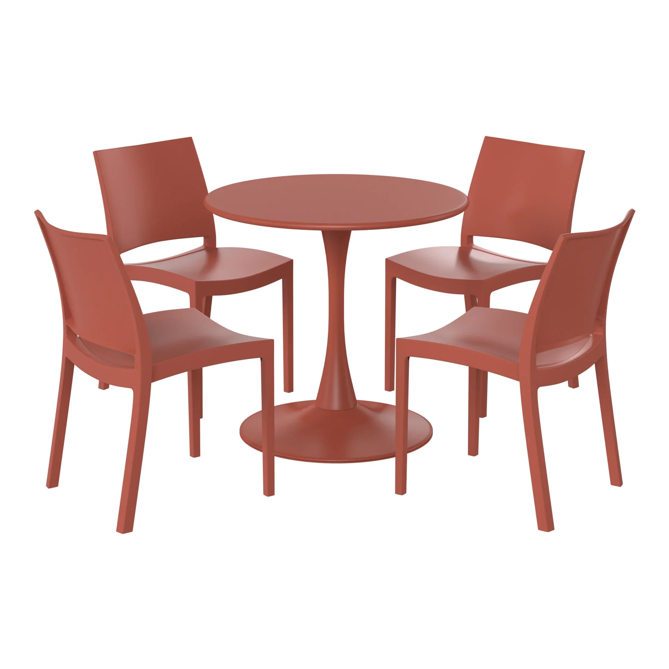 Sunshine 5-Piece Indoor Outdoor Round Metal Patio Dining Table Set With Stackable Patio Dining Side Chairs