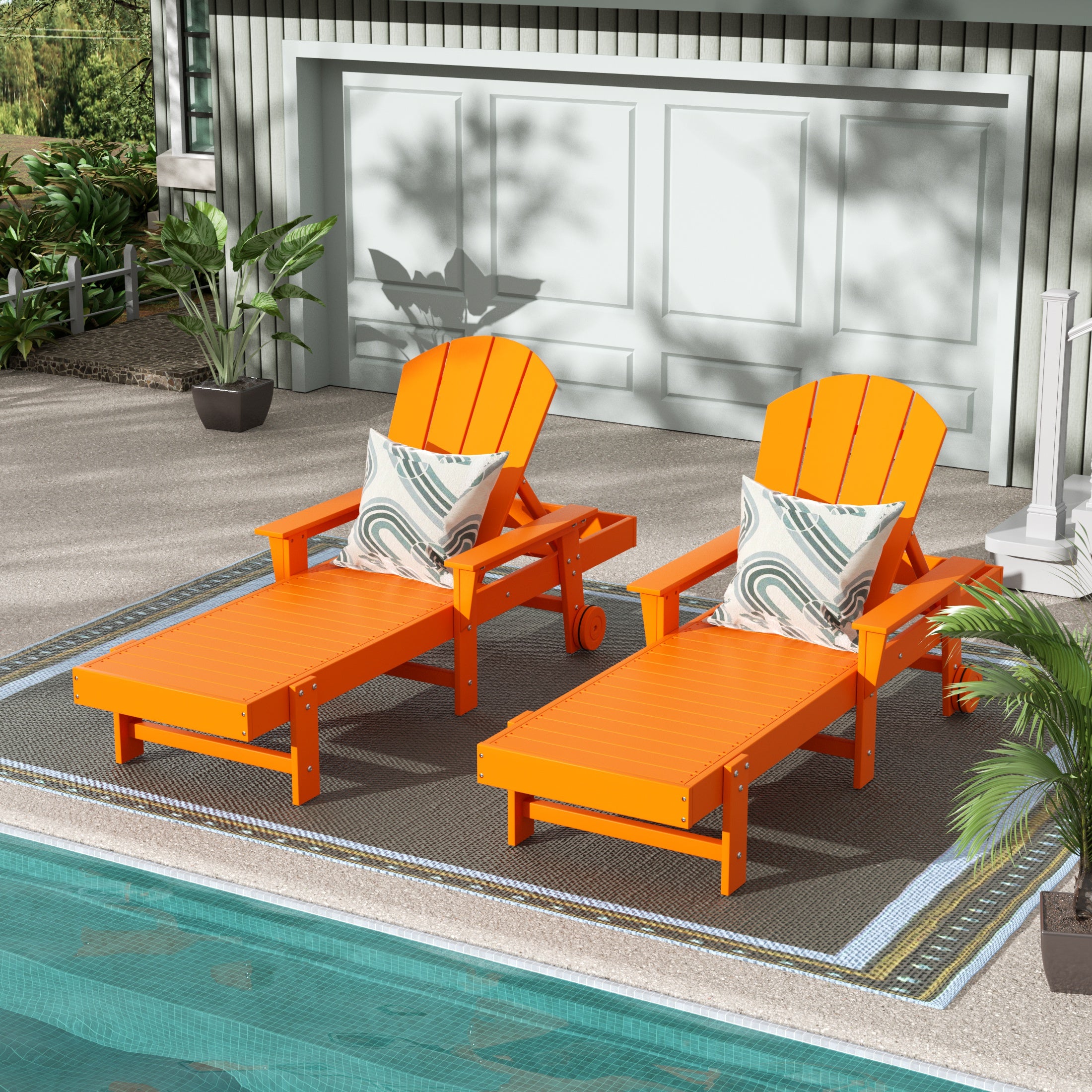 Paradise 2 Piece Reclining Chaise Lounge With Arms & Wheels