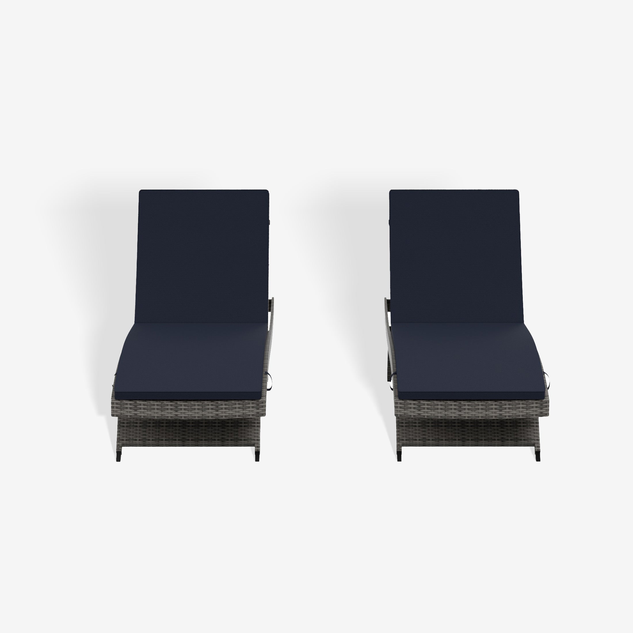 Bahama Grey Rattan Wicker Outdoor Chaise Lounge with Cushion (Set of 2)