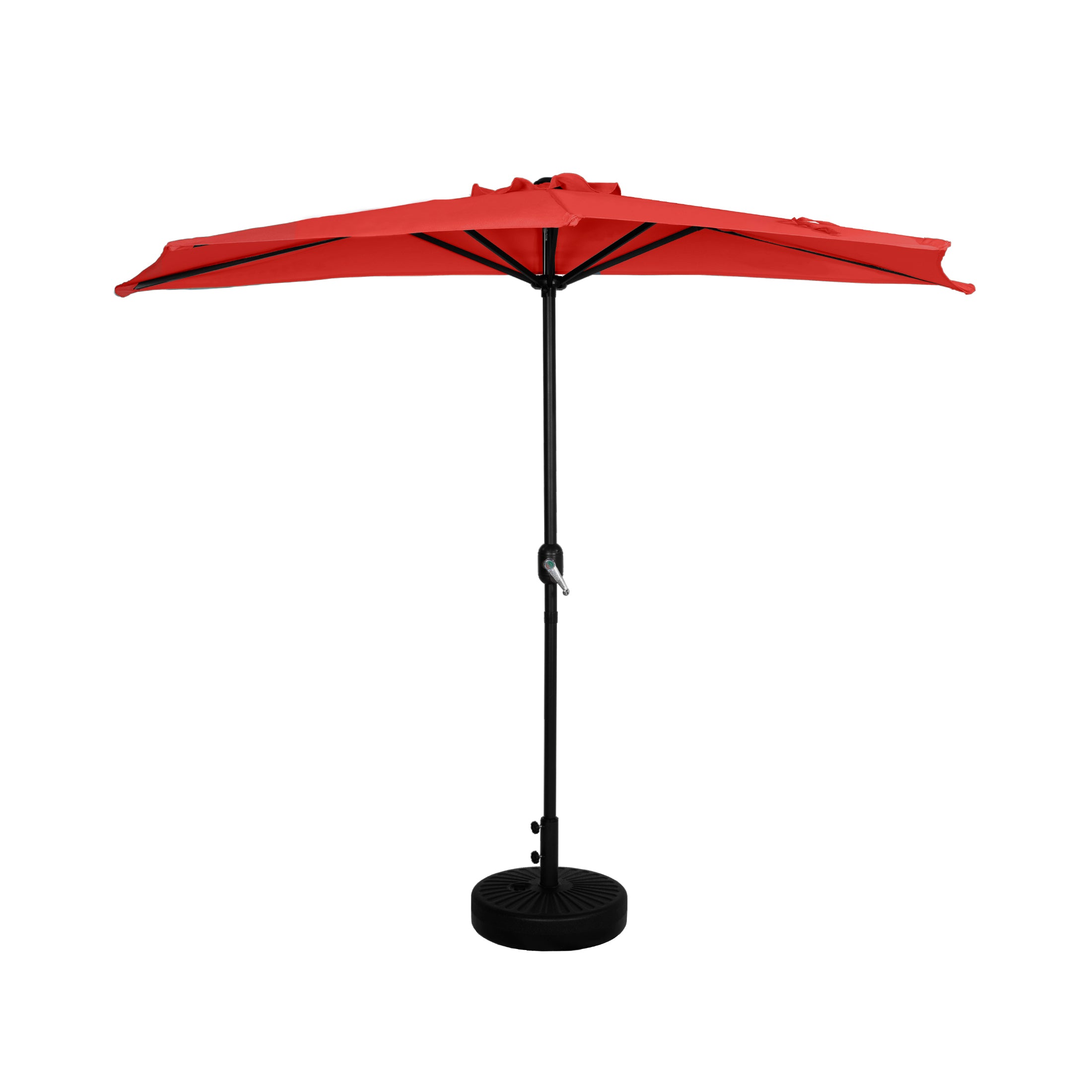 Easton 9 ft. Aluminum Half Market Crank Lift Patio Umbrella with Base