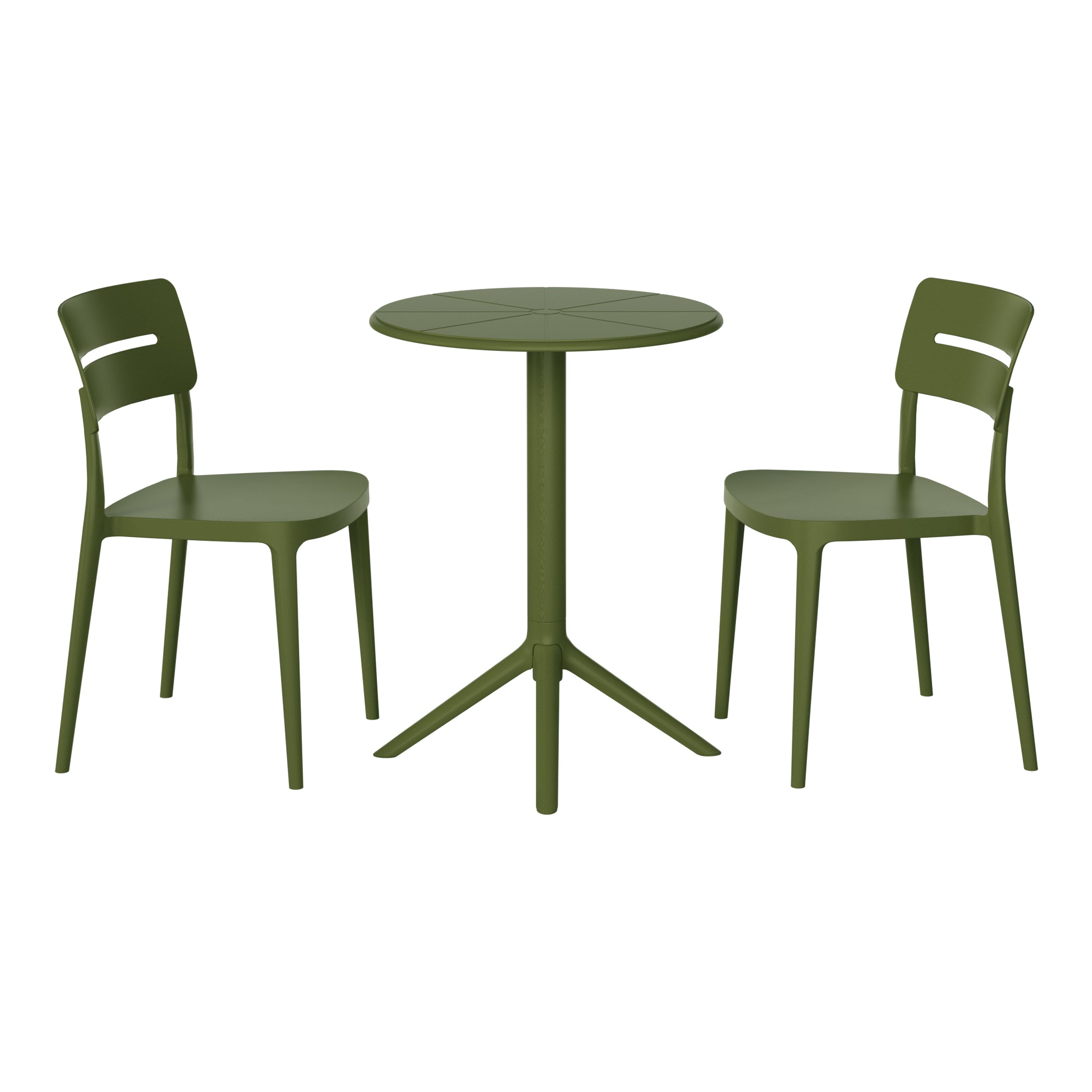 Sunshine 3-Piece Outdoor Resin Patio Bistro Set with Stackable Patio Dining Chairs