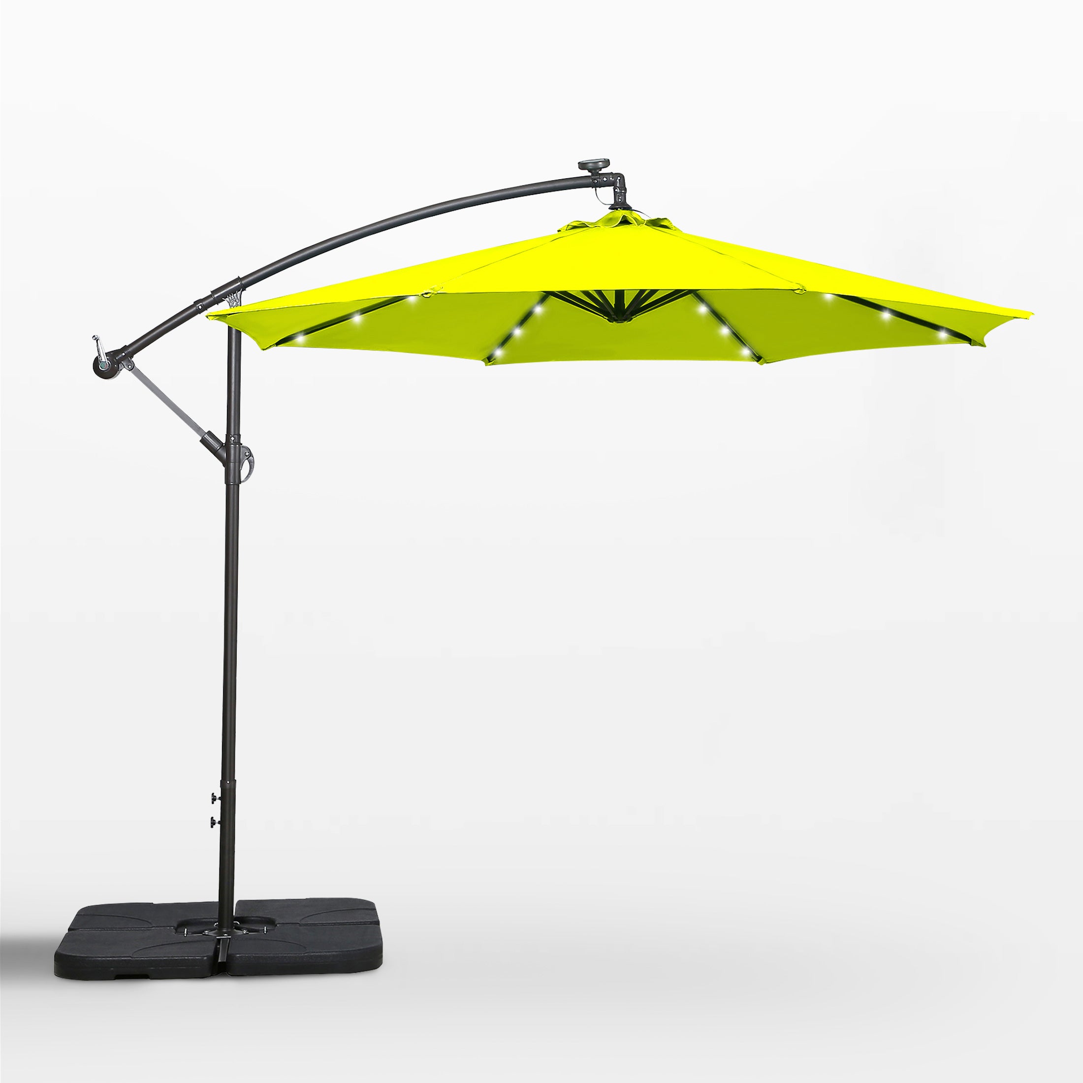 Westlake 10 ft. Outdoor / Paito Cantilever Hanging Umbrella with Solar Power LED lights and 50 lbs concrete weight base kit