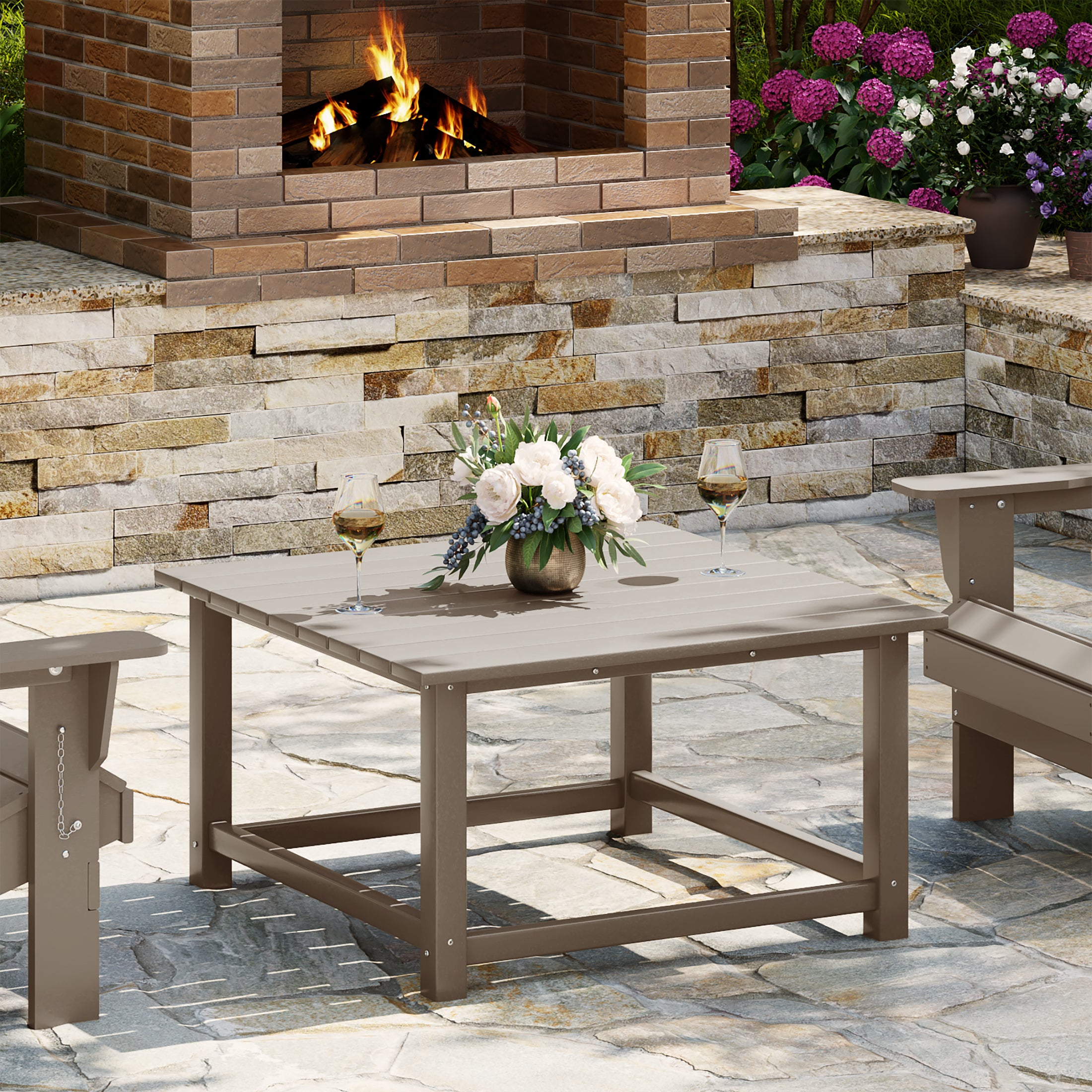 Paradise Low Outdoor HDPE Square Patio Coffee Table