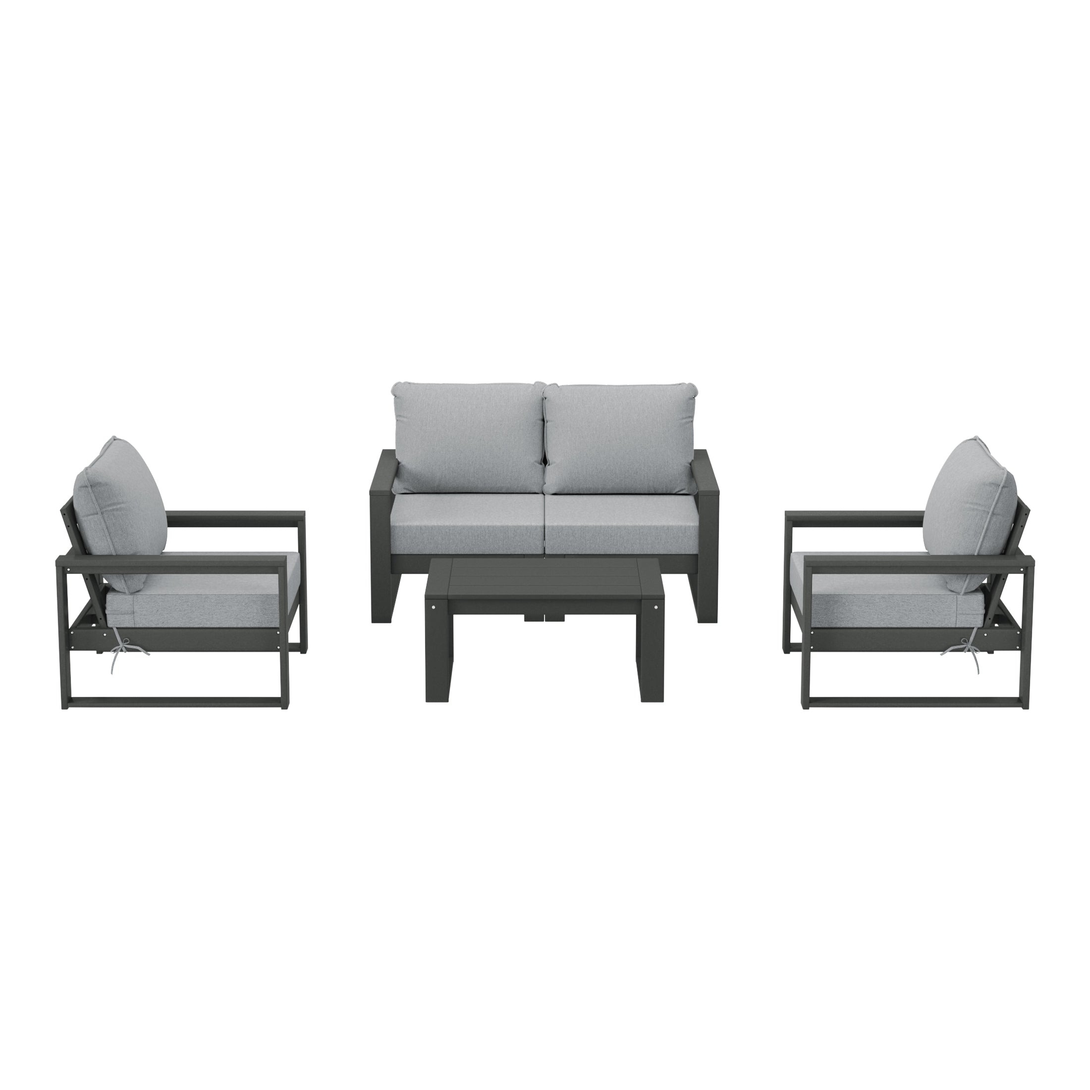 Rockaway 5-Piece Modern HDPE Outdoor Patio Furniture Sofa Conversation Set with Coffee Table