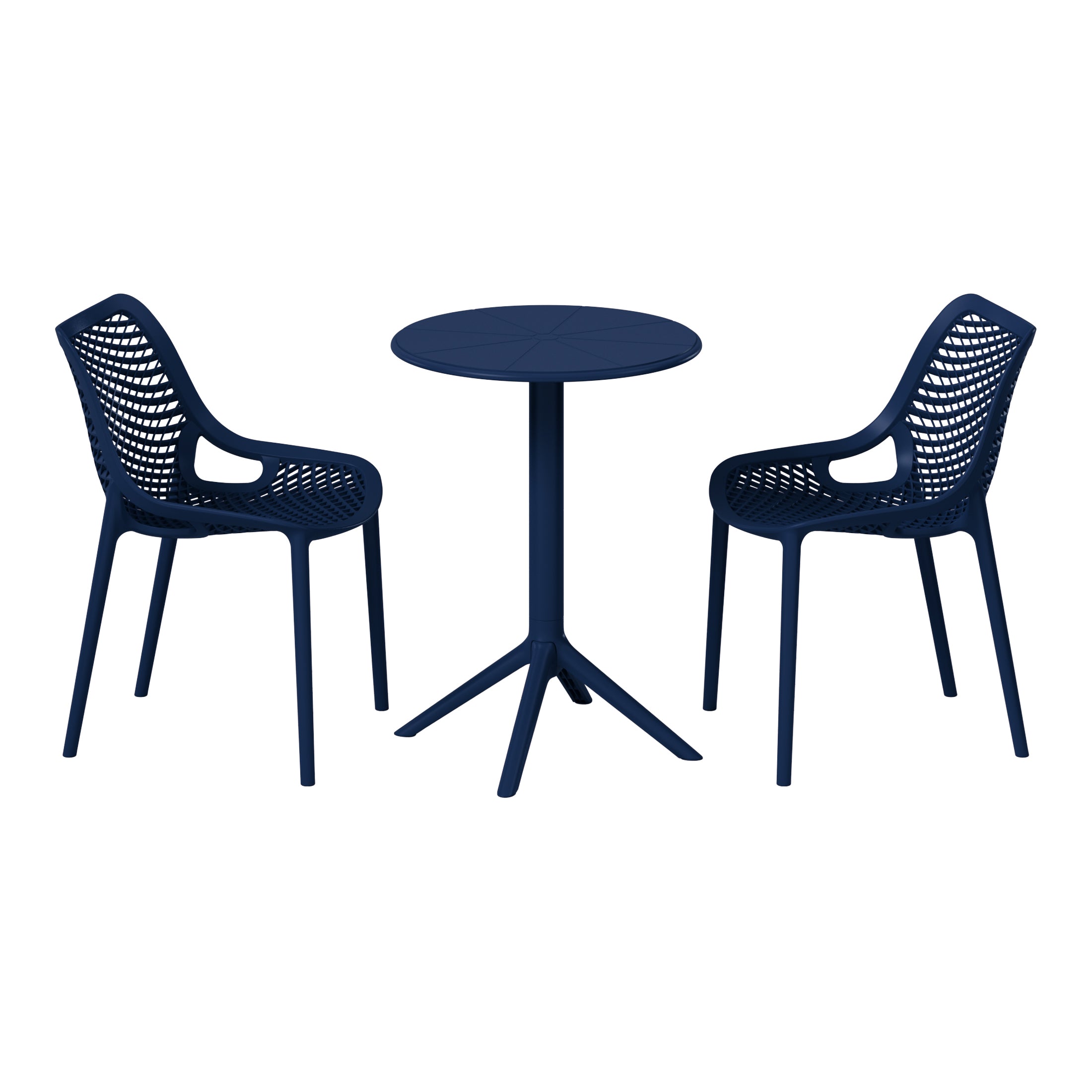 Sunshine 3-Piece Outdoor Resin Patio Bistro Set with Stackable Patio Dining Side Chairs