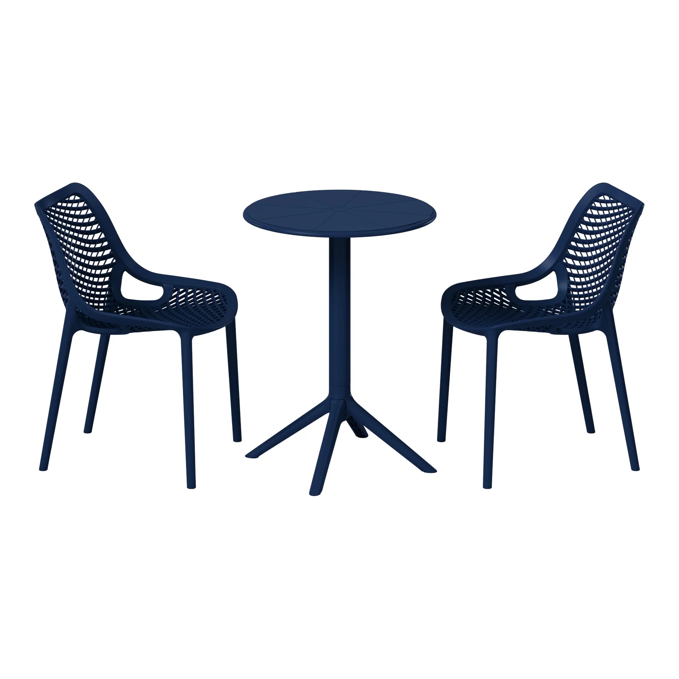 Sunshine 3-Piece Outdoor Resin Patio Bistro Set with Stackable Patio Dining Side Chairs