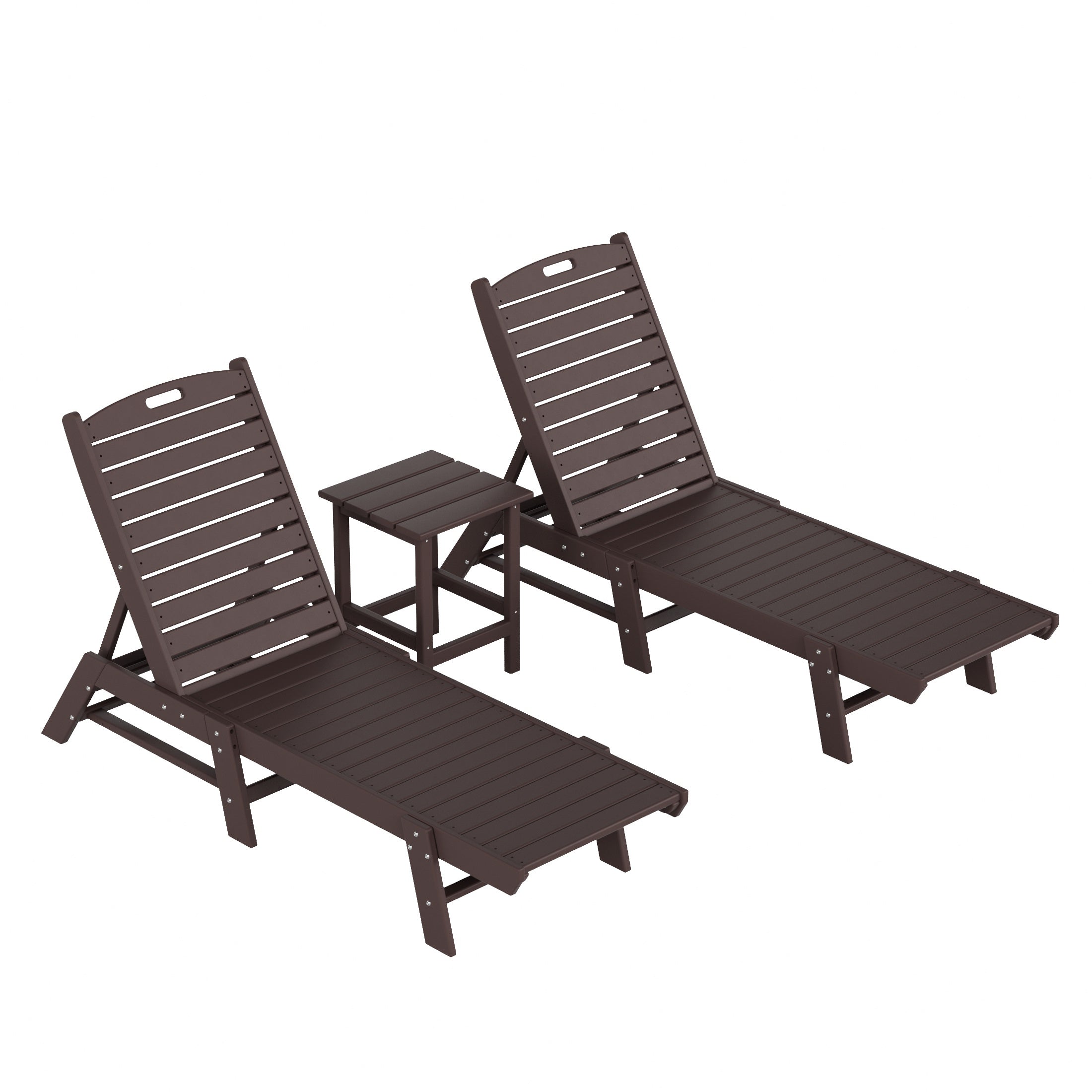 Paradise Poly Reclining Outdoor Patio Chaise Lounge Chair with Side Table Set