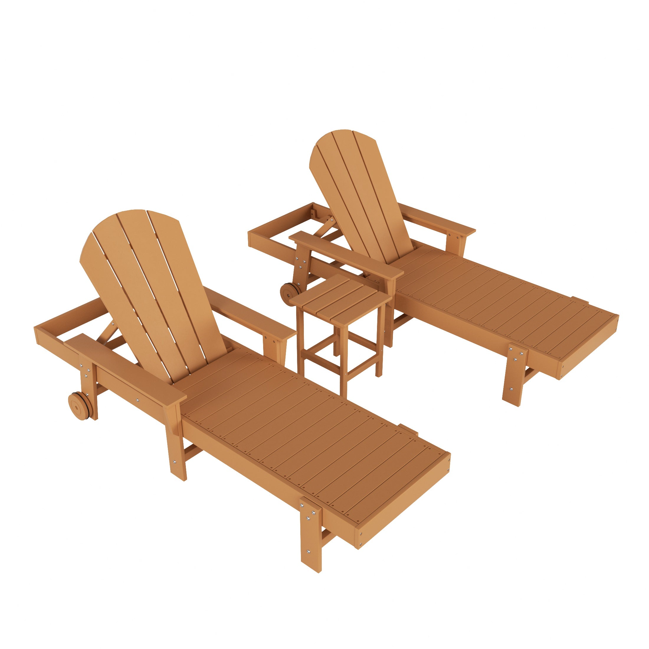 Paradise 3 Piece Adirondack Reclining Chaise Lounge With Arms & Wheels