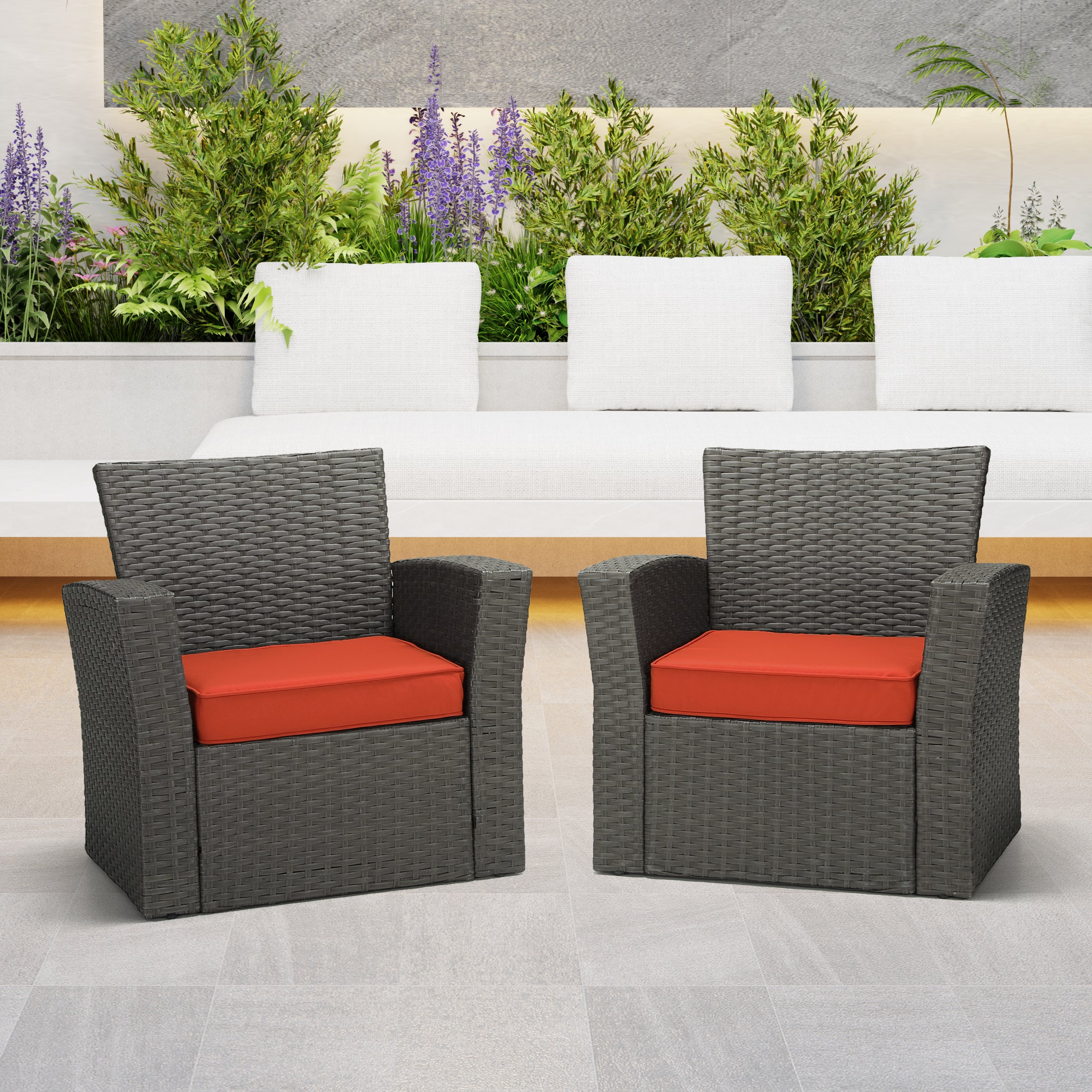 Harmony Outdoor Patio Furniture Seat Chair Square Cushions with Piping. Set of 2, 20" x 19"
