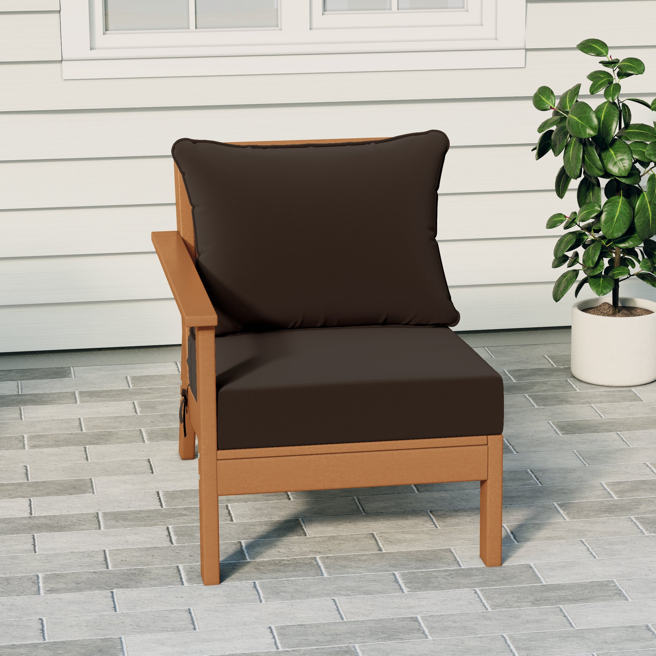 Portsmouth Outdoor Patio HDPE Left Arm Sectional Corner Club Chair with Patio Cushions