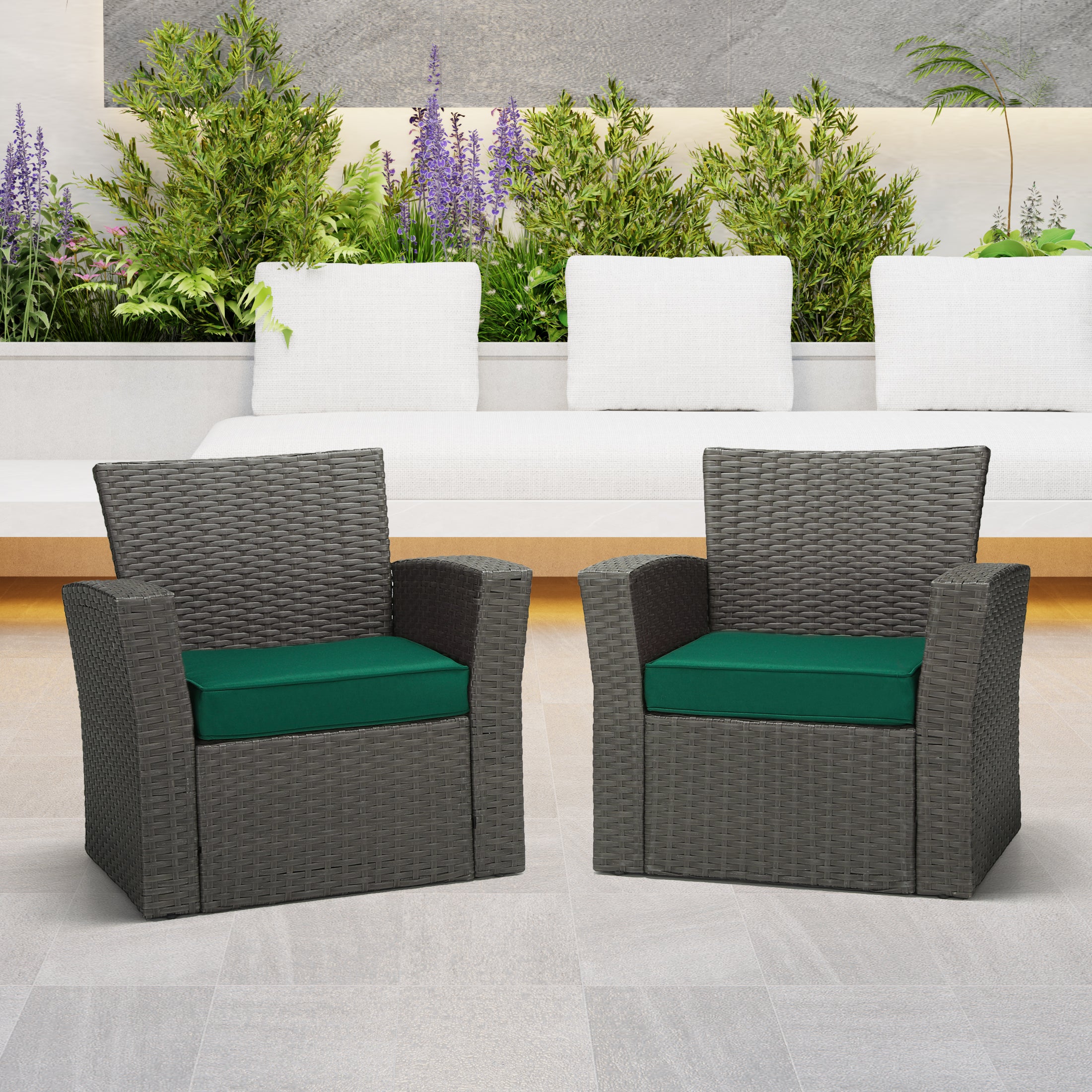 Harmony Outdoor Patio Furniture Seat Chair Square Cushions with Piping. Set of 2, 20" x 19"