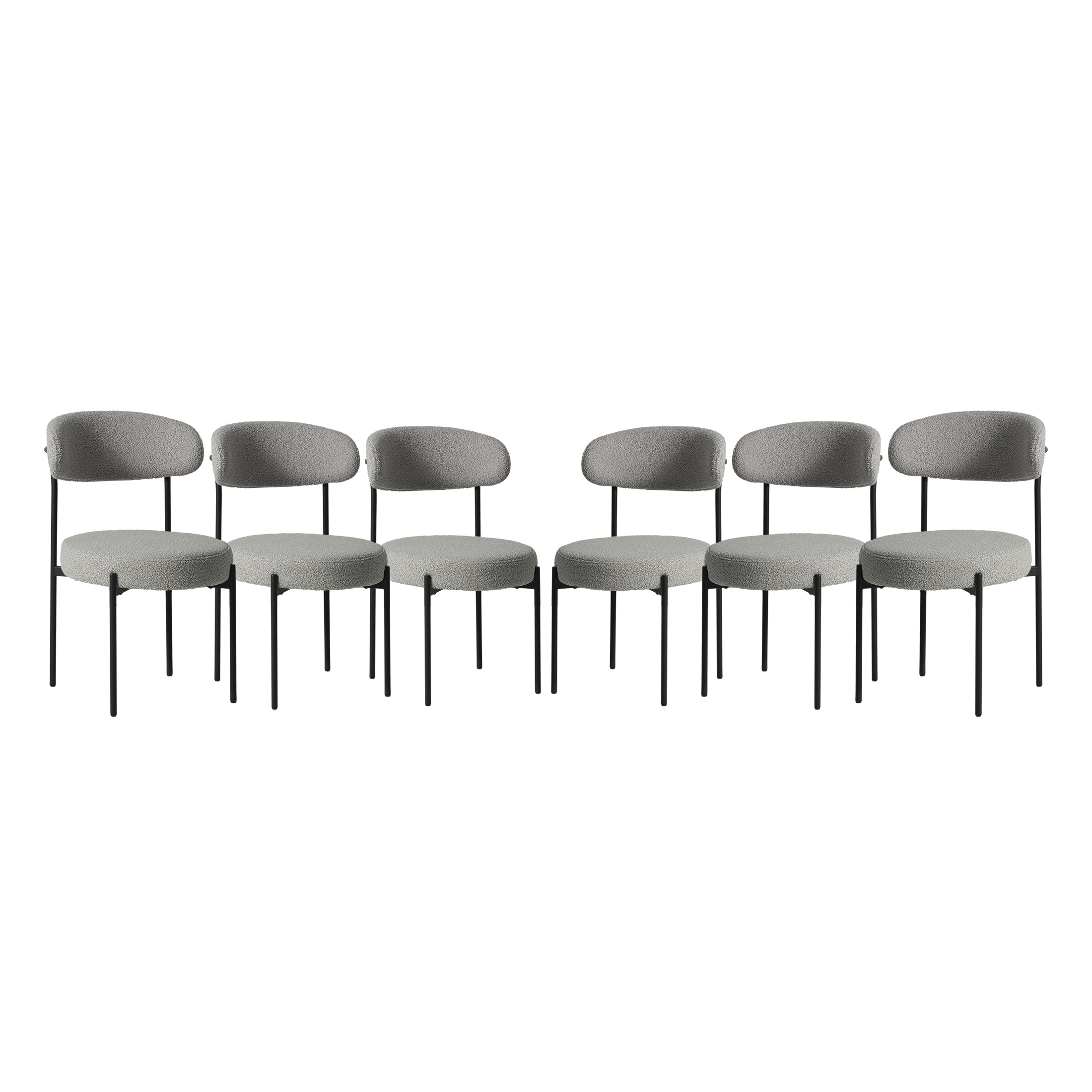 Celine Mid-Century Modern Upholstered Sherpa Round Dining Chairs (Set of 6)