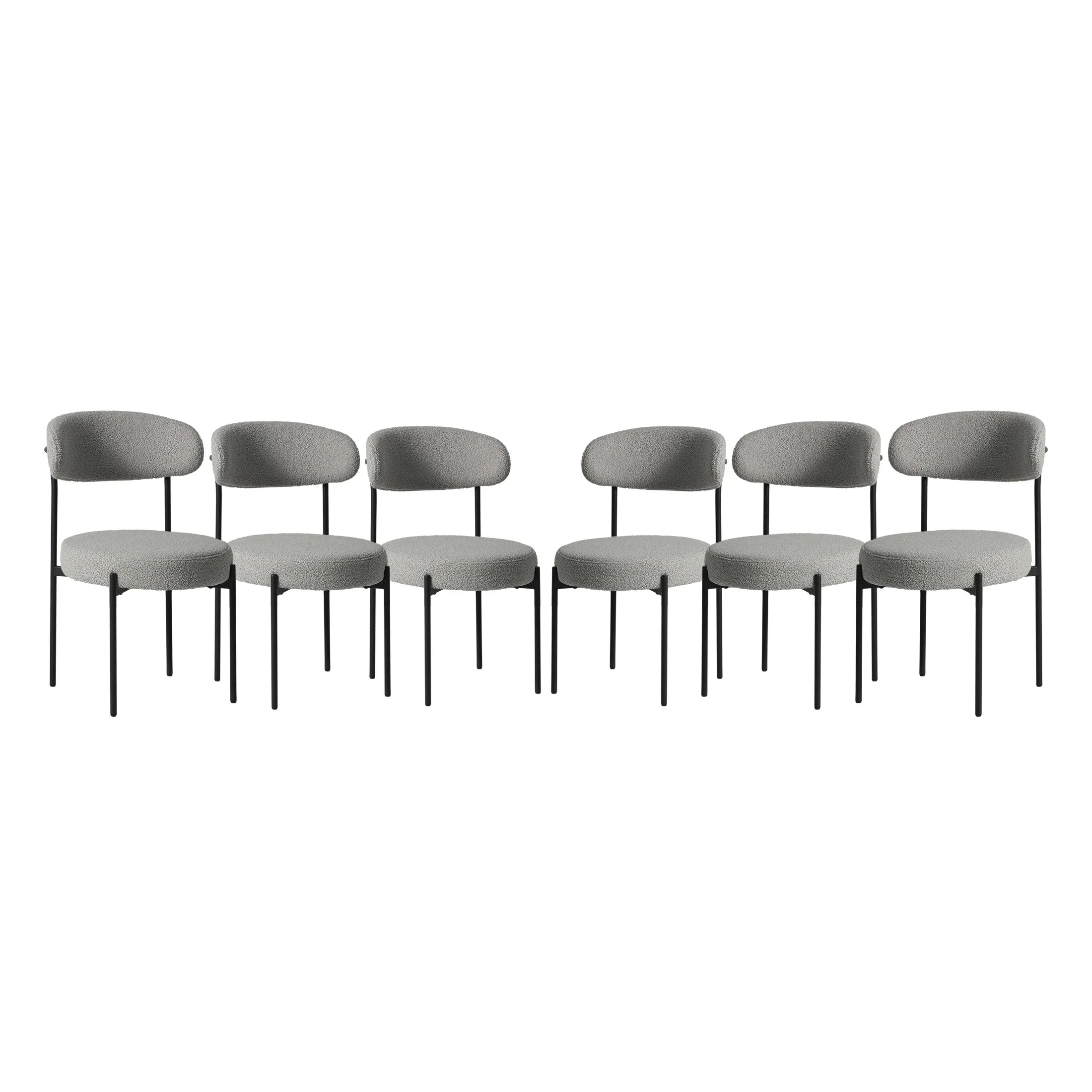 Celine Mid-Century Modern Upholstered Sherpa Round Dining Chairs (Set of 6)