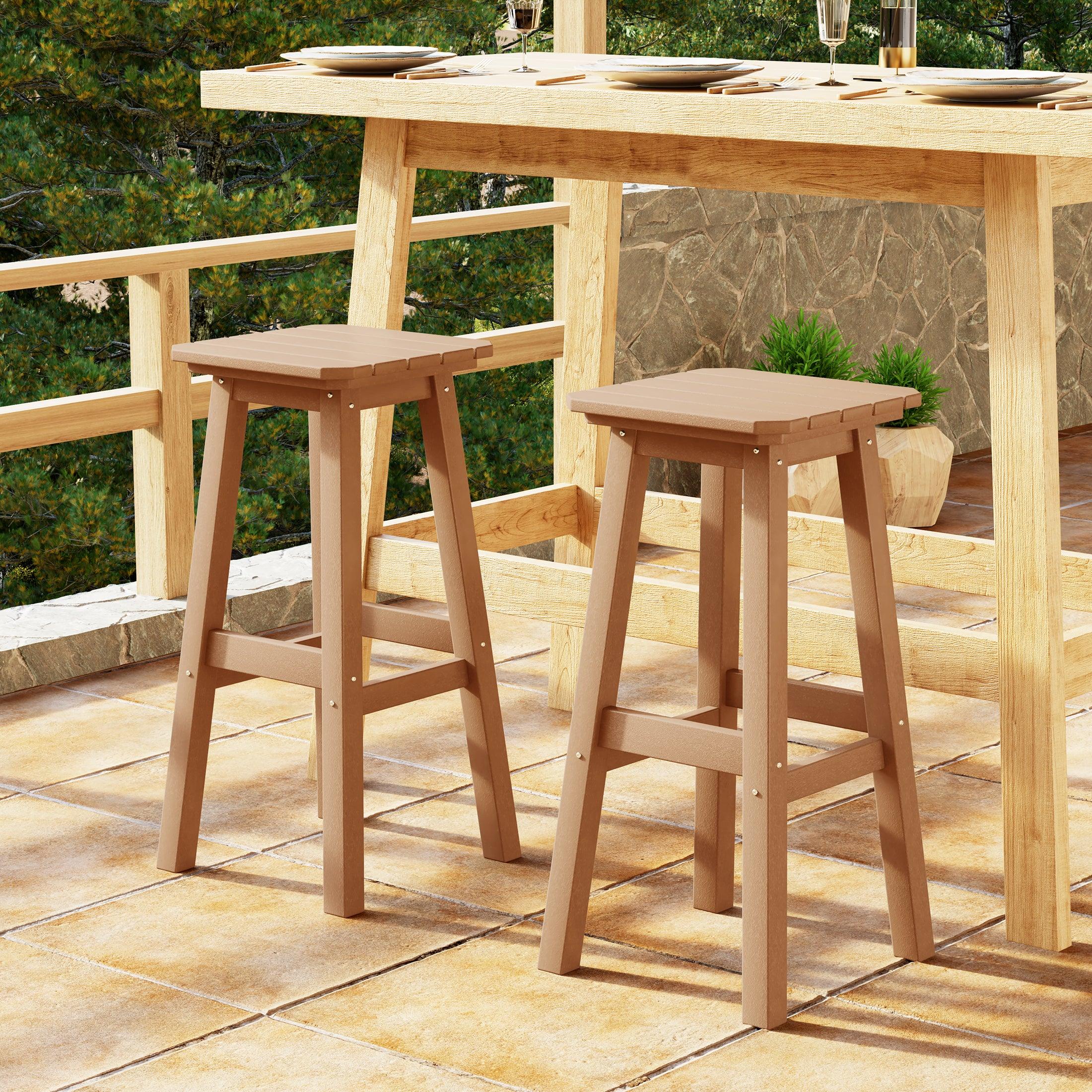 Paradise 29" HDPE Outdoor Patio Square Bar Stools (Set of 2)