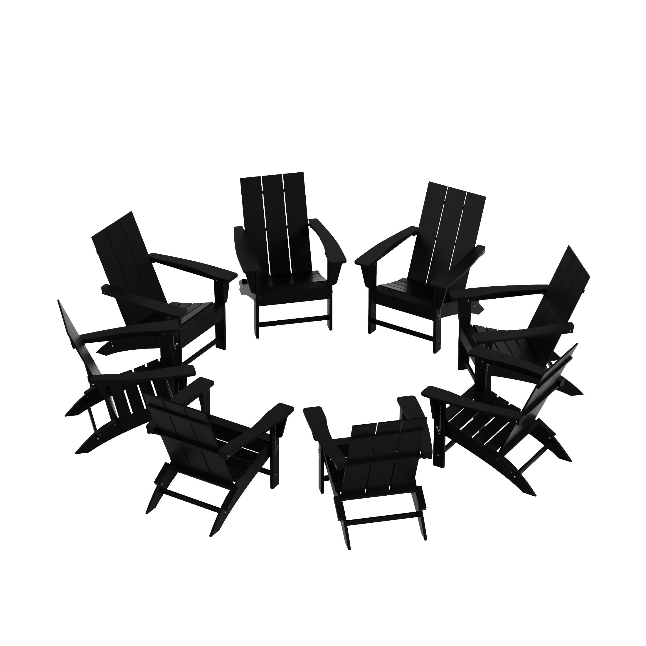 Palms 8-Piece Modern Poly Folding Adirondack Chair Set