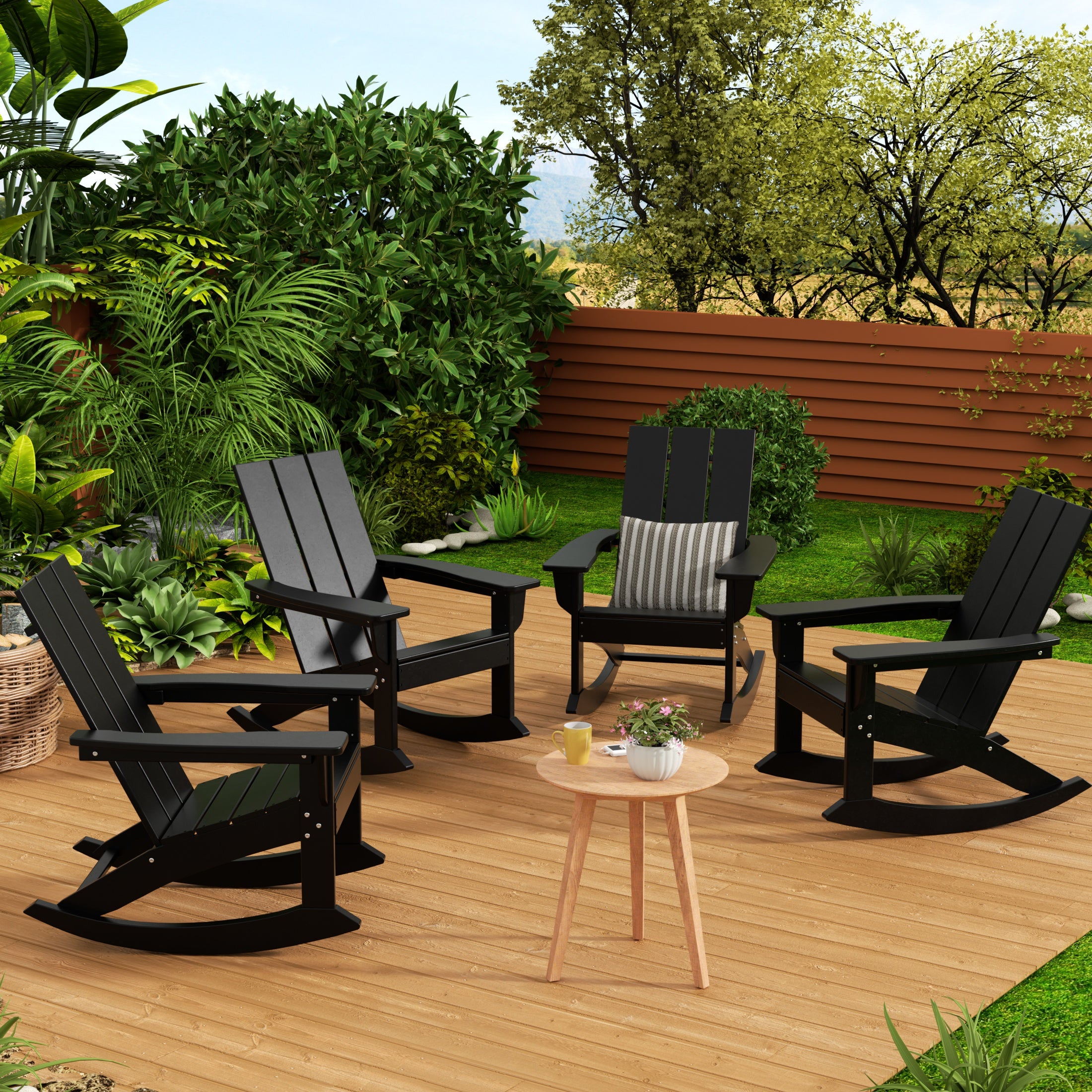 Palms Outdoor Patio Modern Adirondack Rocking Chair (Set of 4)