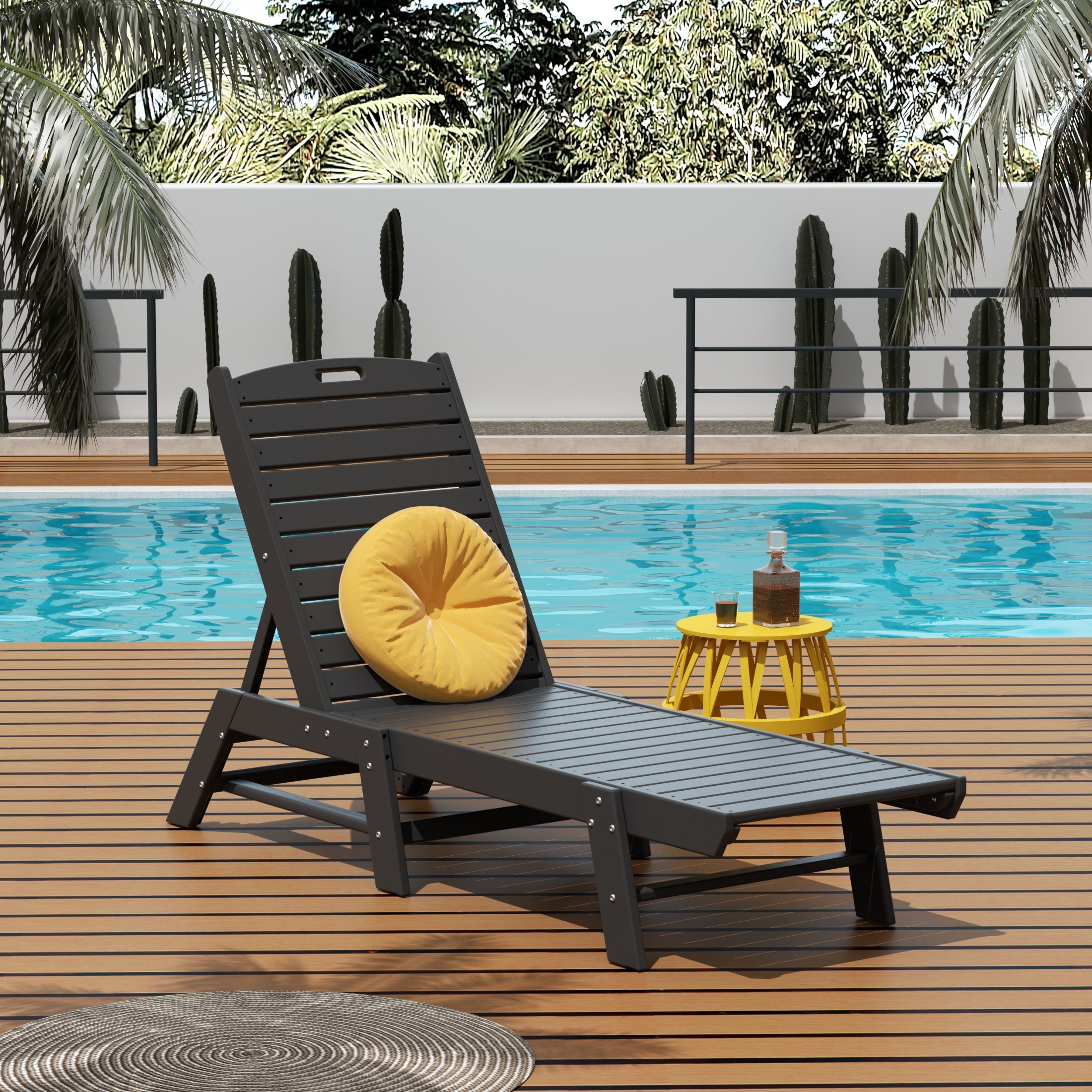 Paradise Poly Reclining Outdoor Patio Chaise Lounge Chair Adjustable