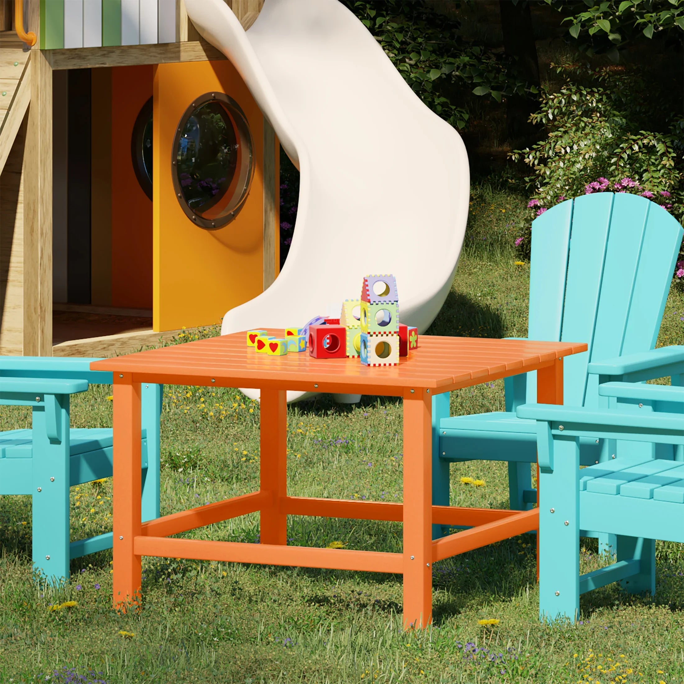 Paradise Kids Outdoor Patio Furniture HDPE 30" Wide Square Dining Table