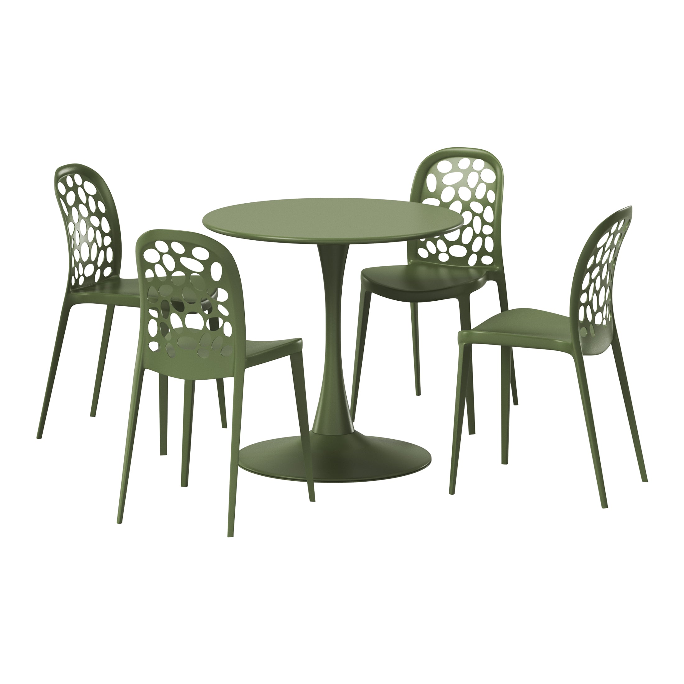 Sunshine 5-Piece Outdoor Indoor Metal Patio Dining Table Set With Stackable Polypropylene Patio Side Chairs
