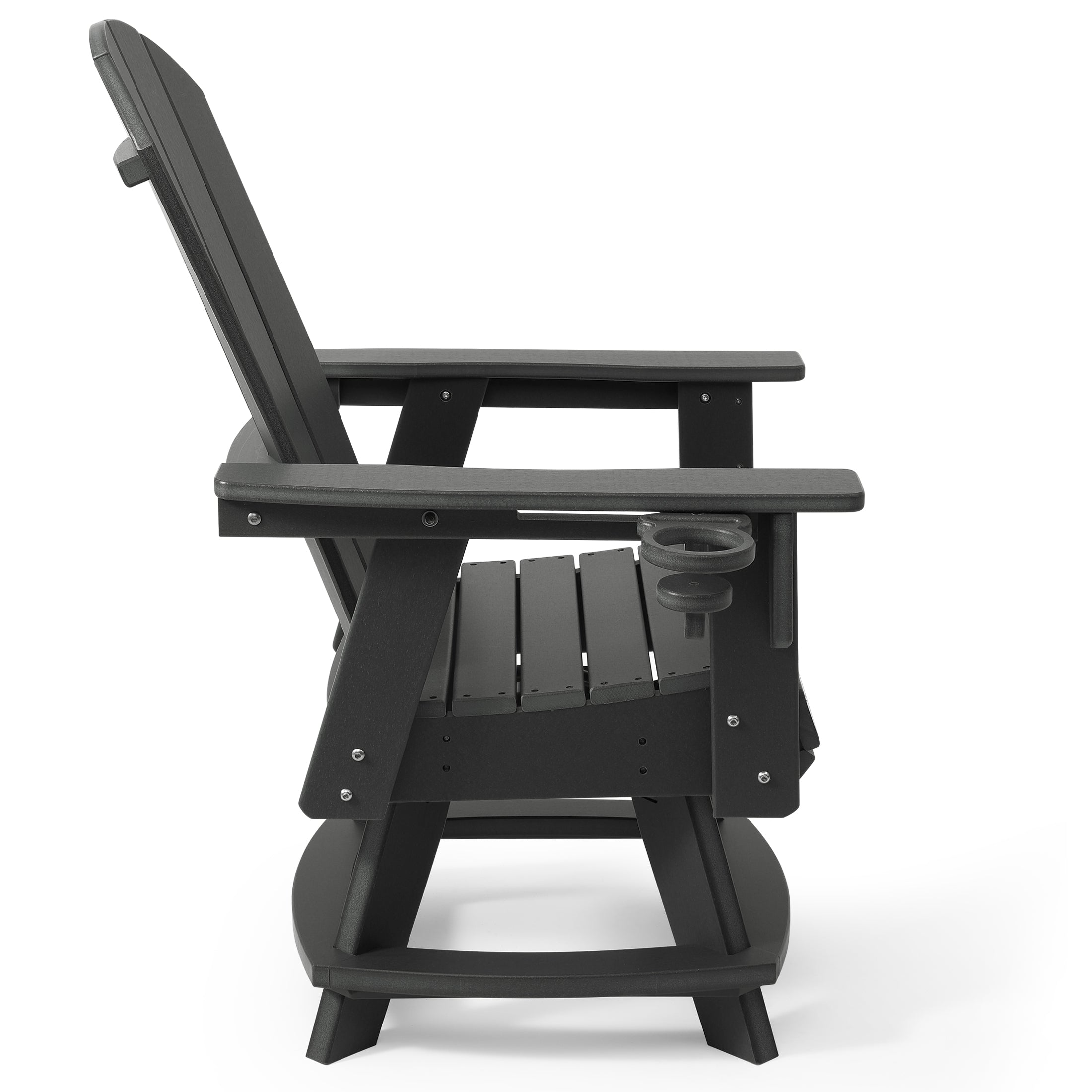 Paradise Outdoor HDPE Swivel Adirondack Patio Dining Chair With Cup Holder