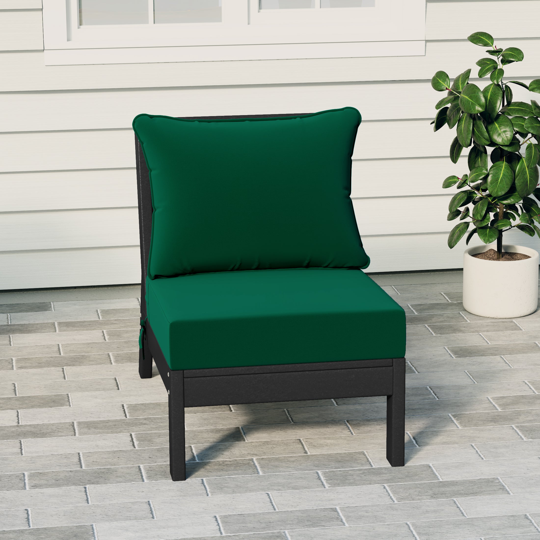 Portsmouth Outdoor HDPE Deep Seating Modular Armless Patio Chair with Patio Cushions