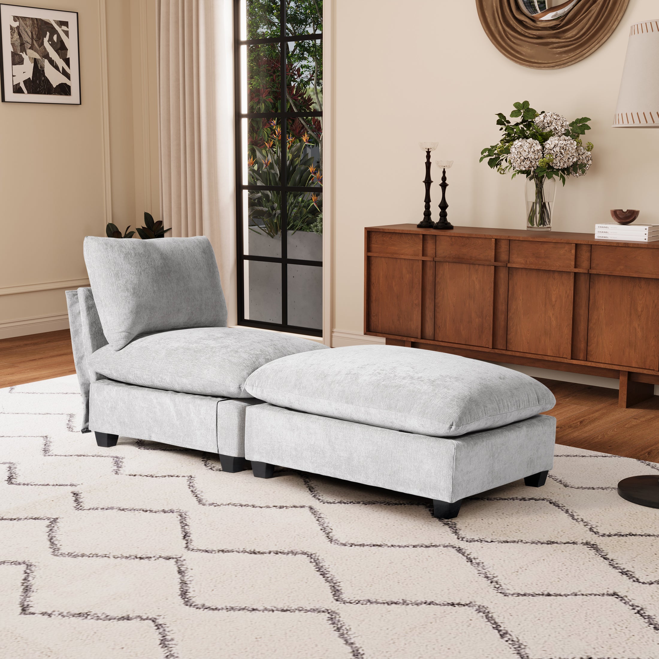 Springfield 68.5" Chenille Upholstered Indoor Chaise Lounge Chair