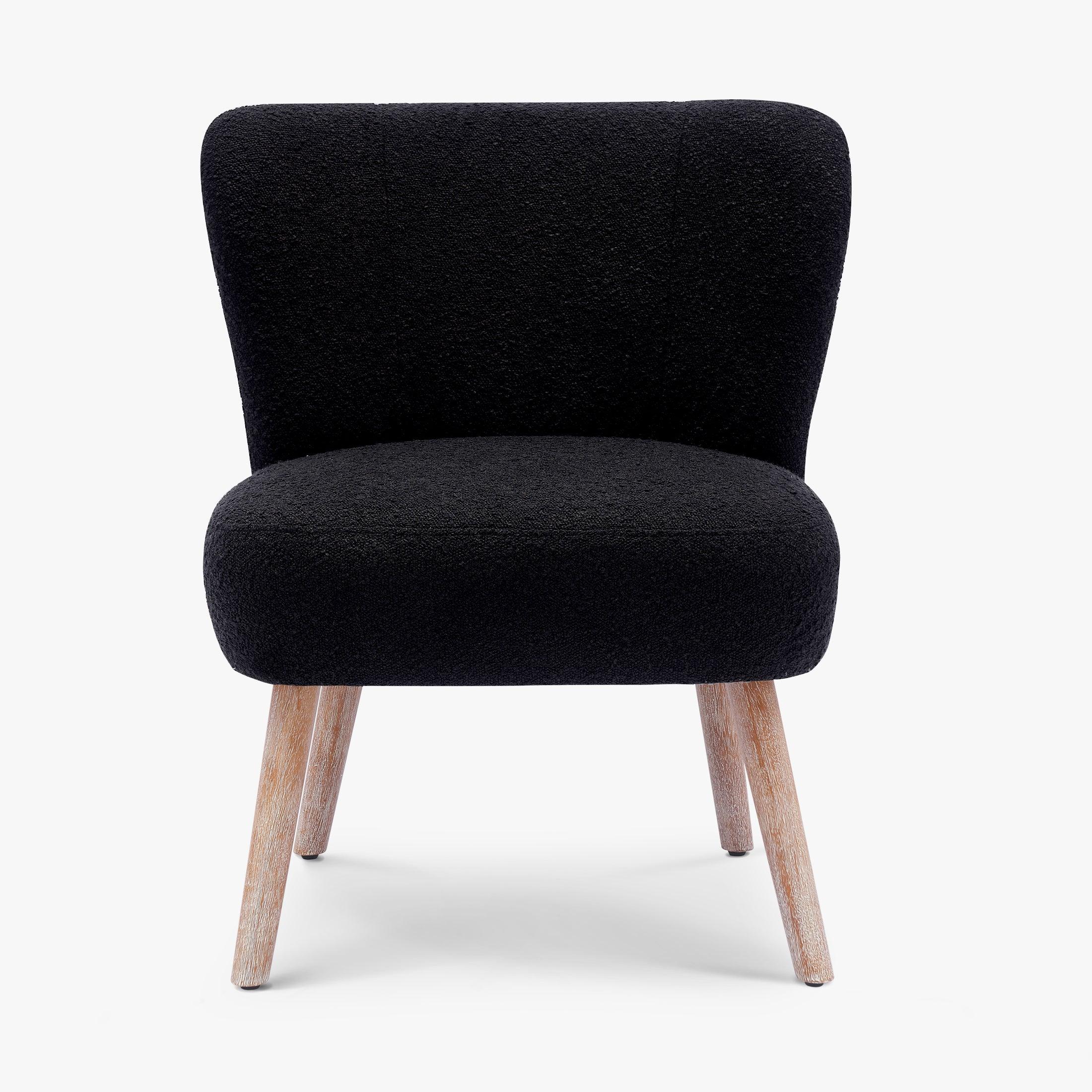 Amélie Mid-Century Boucle Accent Chair with Ottoman Foot Stool Set