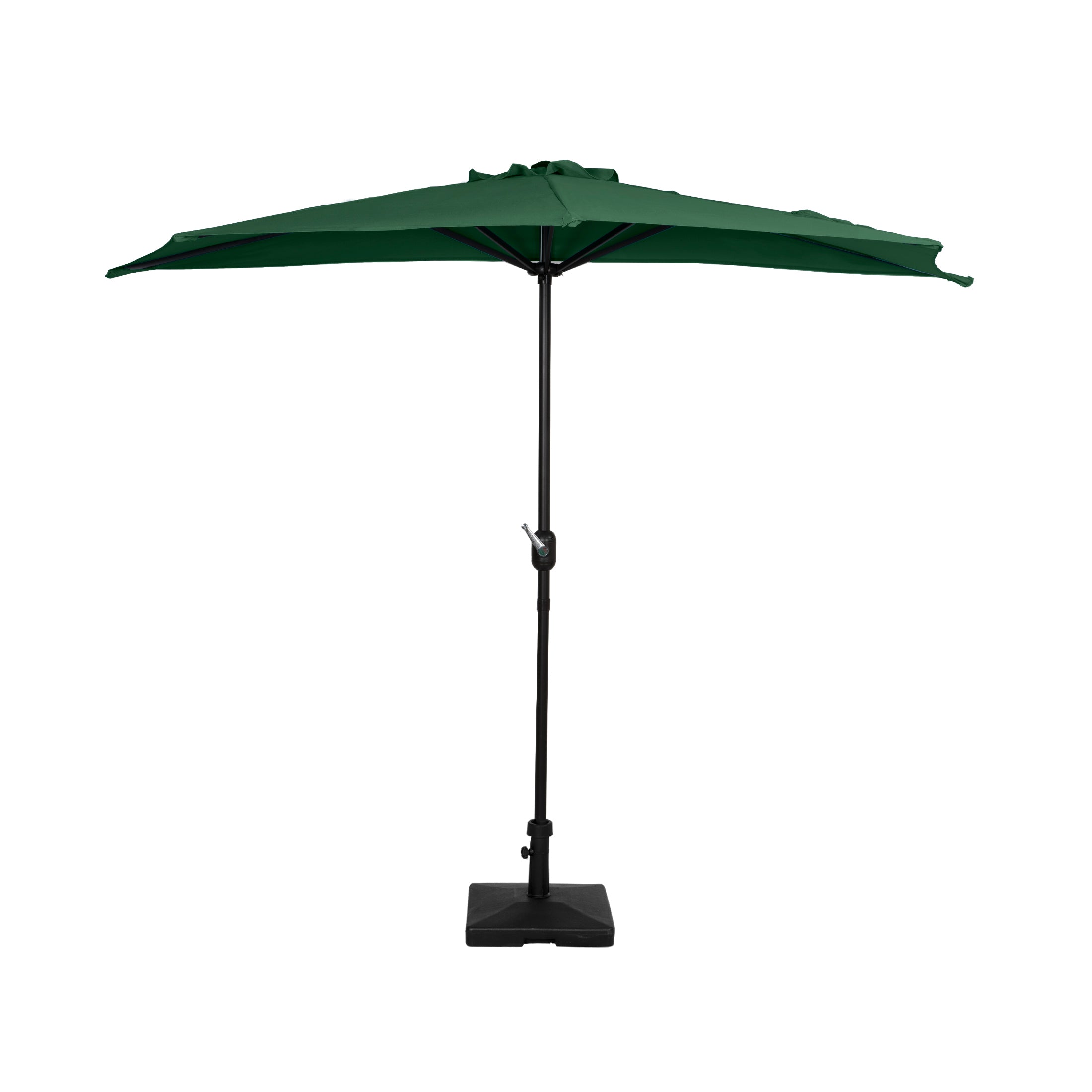 Easton 9 ft. Aluminum Half Market Crank Lift Patio Umbrella with Base