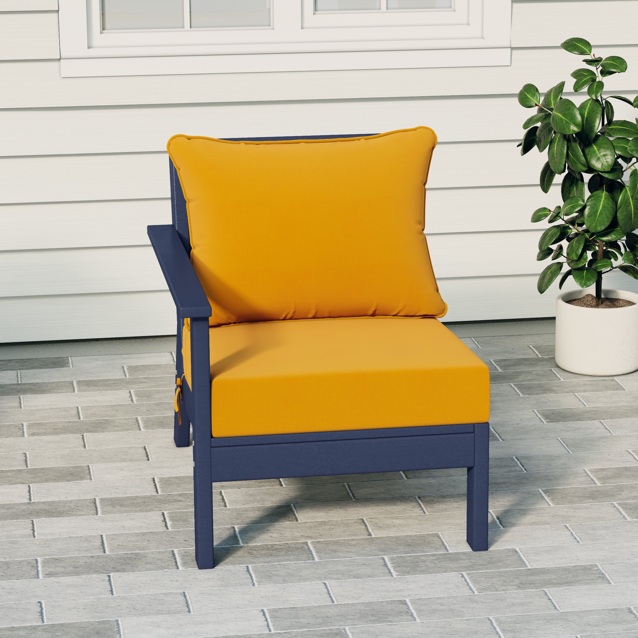 Portsmouth Outdoor Patio HDPE Left Arm Sectional Corner Club Chair with Patio Cushions