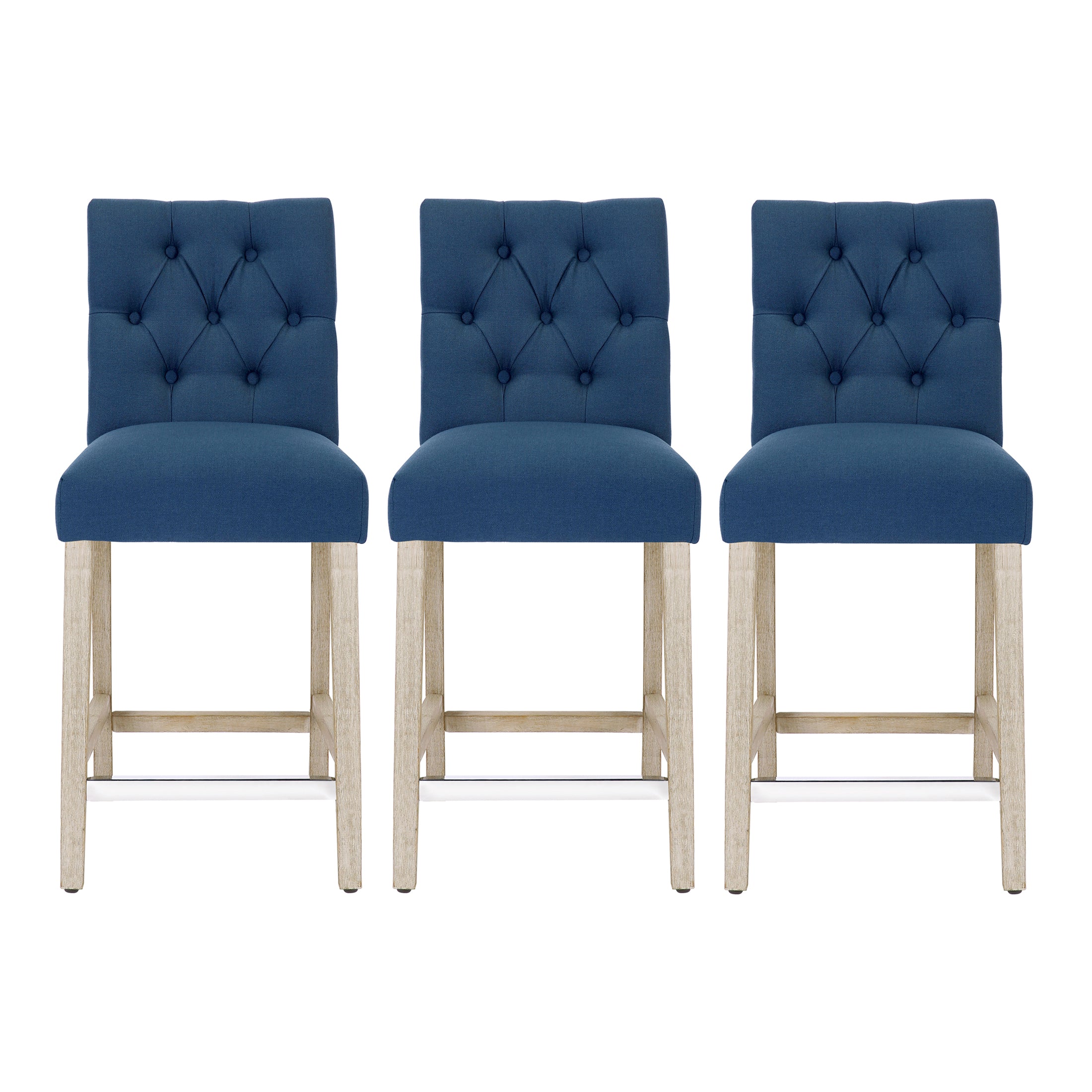 Bellmount 24" Upholstered Wood Counter Stool with Tufted Back (Set of 3)