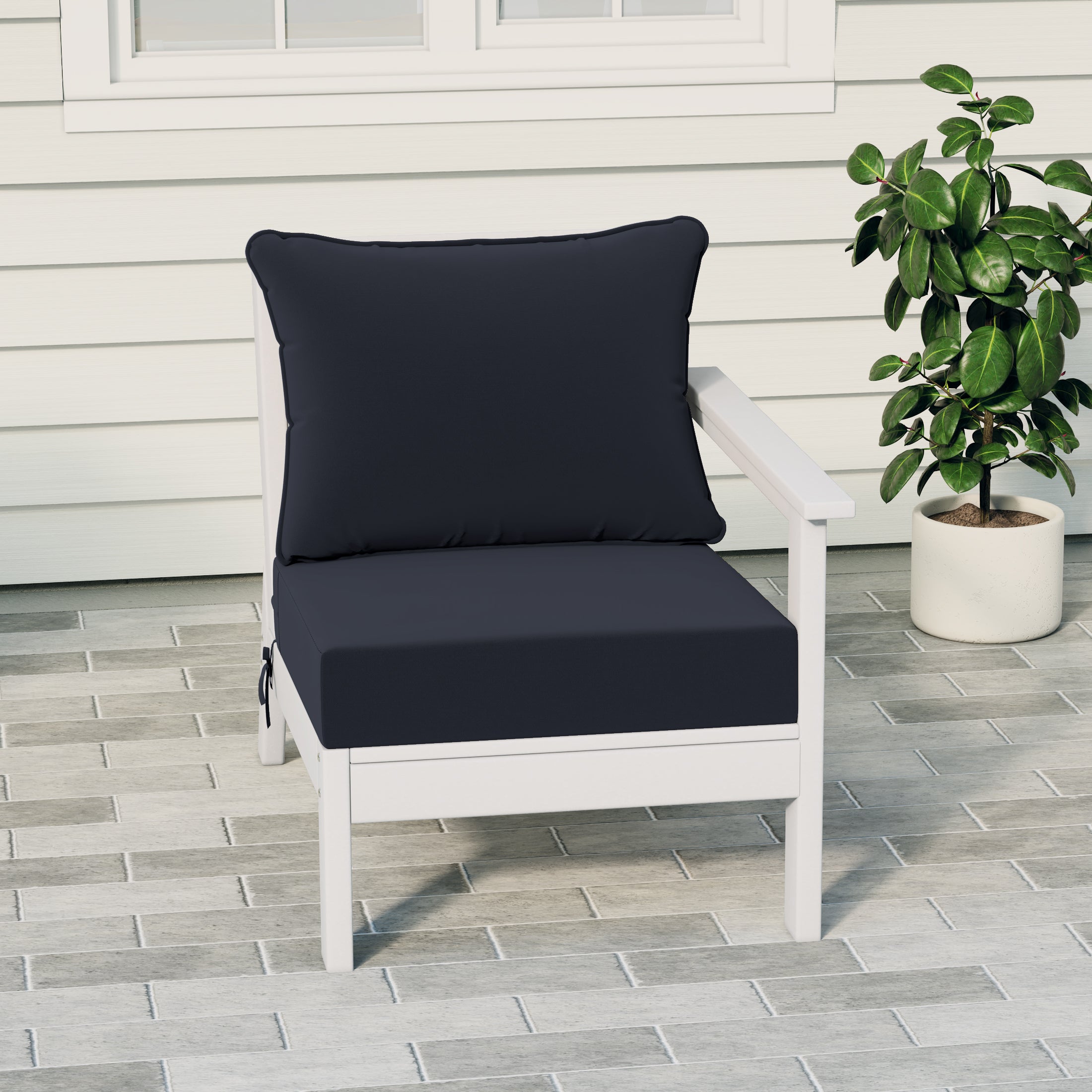 Portsmouth Outdoor Patio HDPE Right Arm Sectional Corner Club Chair with Patio Cushions