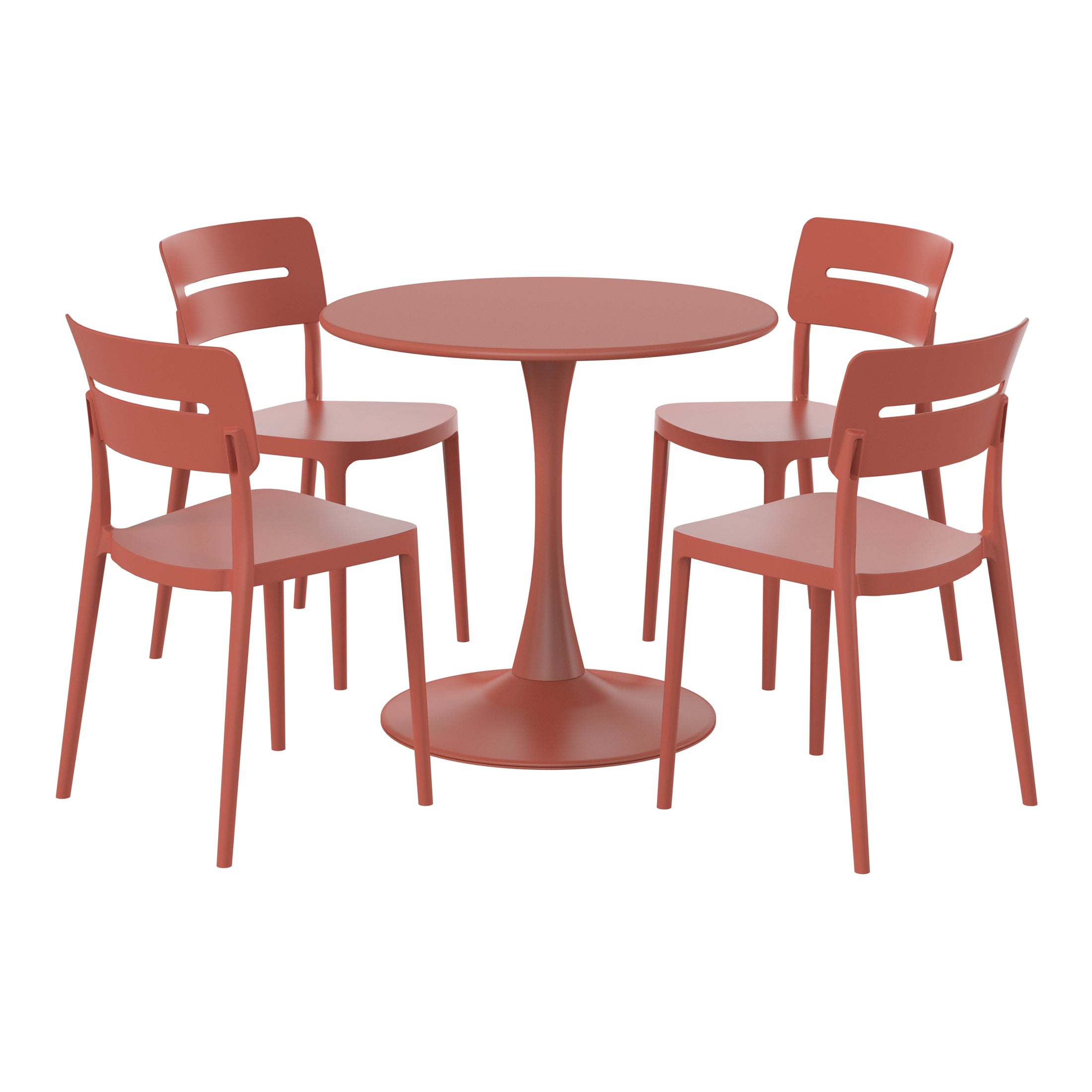 Sunshine 5-Piece Outdoor Indoor Round Metal Patio Dining Table Set With Stackable Patio Chairs