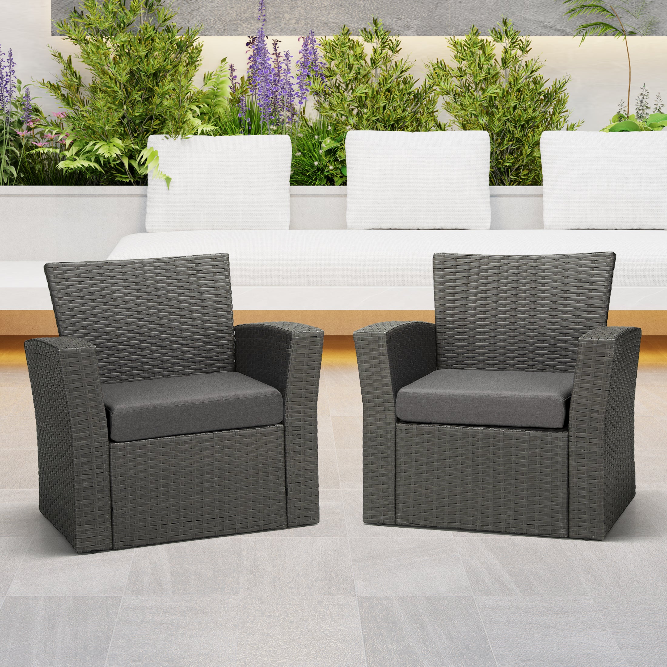 Harmony Outdoor Patio Furniture Seat Chair Square Cushions Set of 2, 20" x 19"