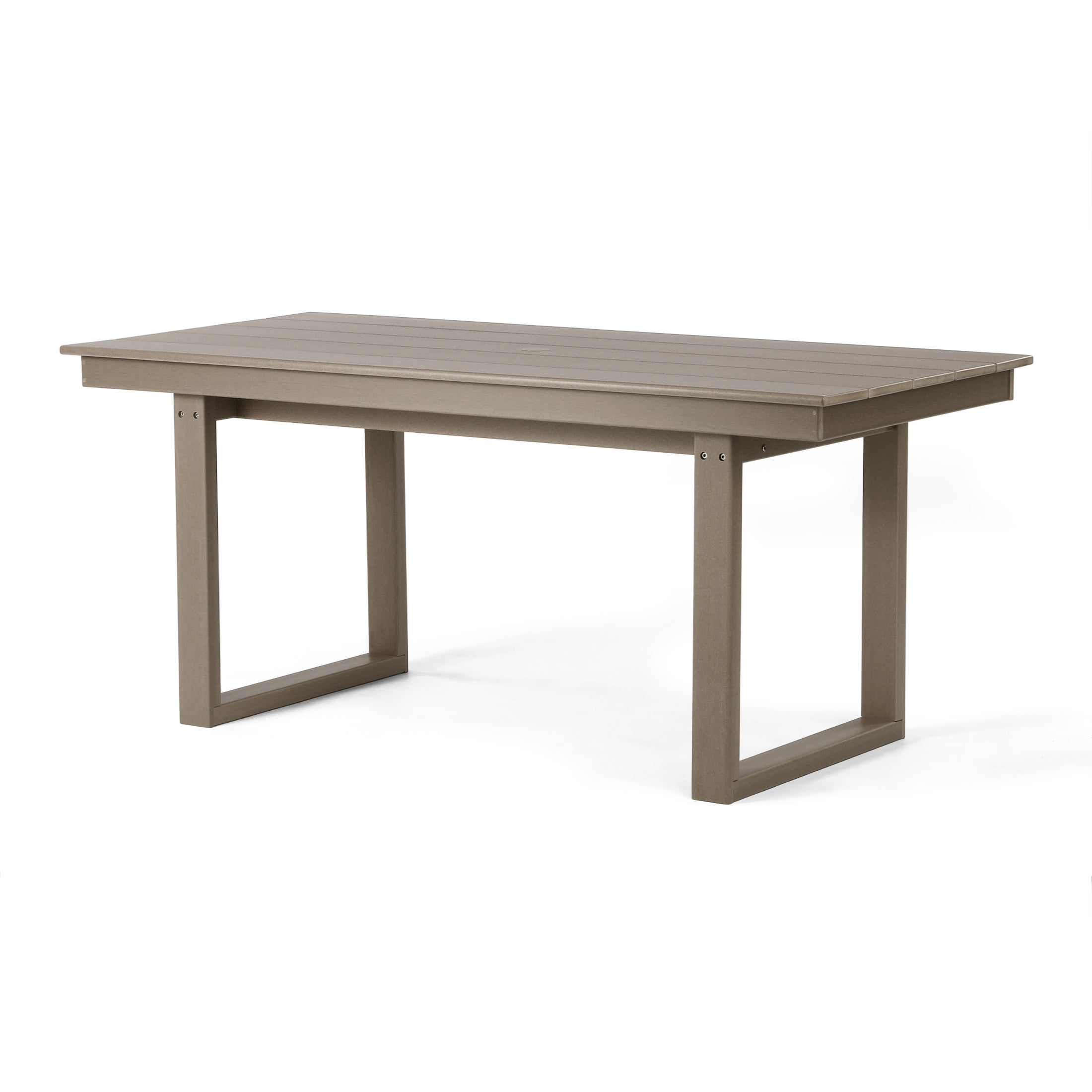 Cambria 68" Outdoor HDPE Modern Rectangular Patio Dining Table With Umbrella Hole