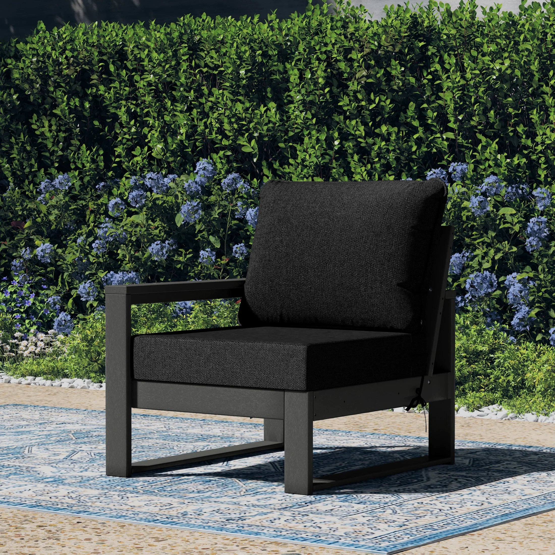 Rockaway Outdoor HDPE Left Arm Sectional Patio Corner Club Chair with Patio Cushions