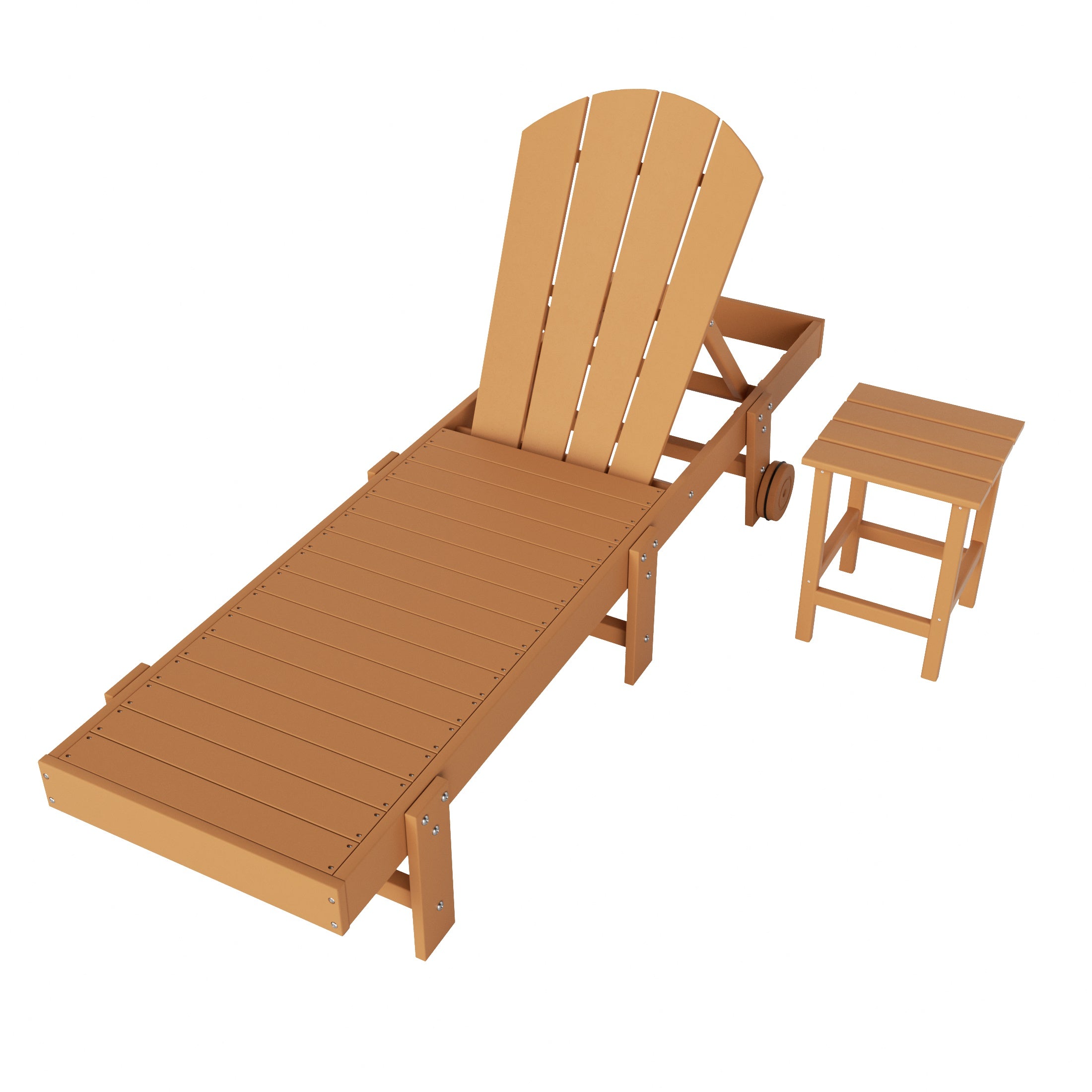 Paradise 2 Piece Adirondack Poly Reclining Chaise Lounge With Wheels