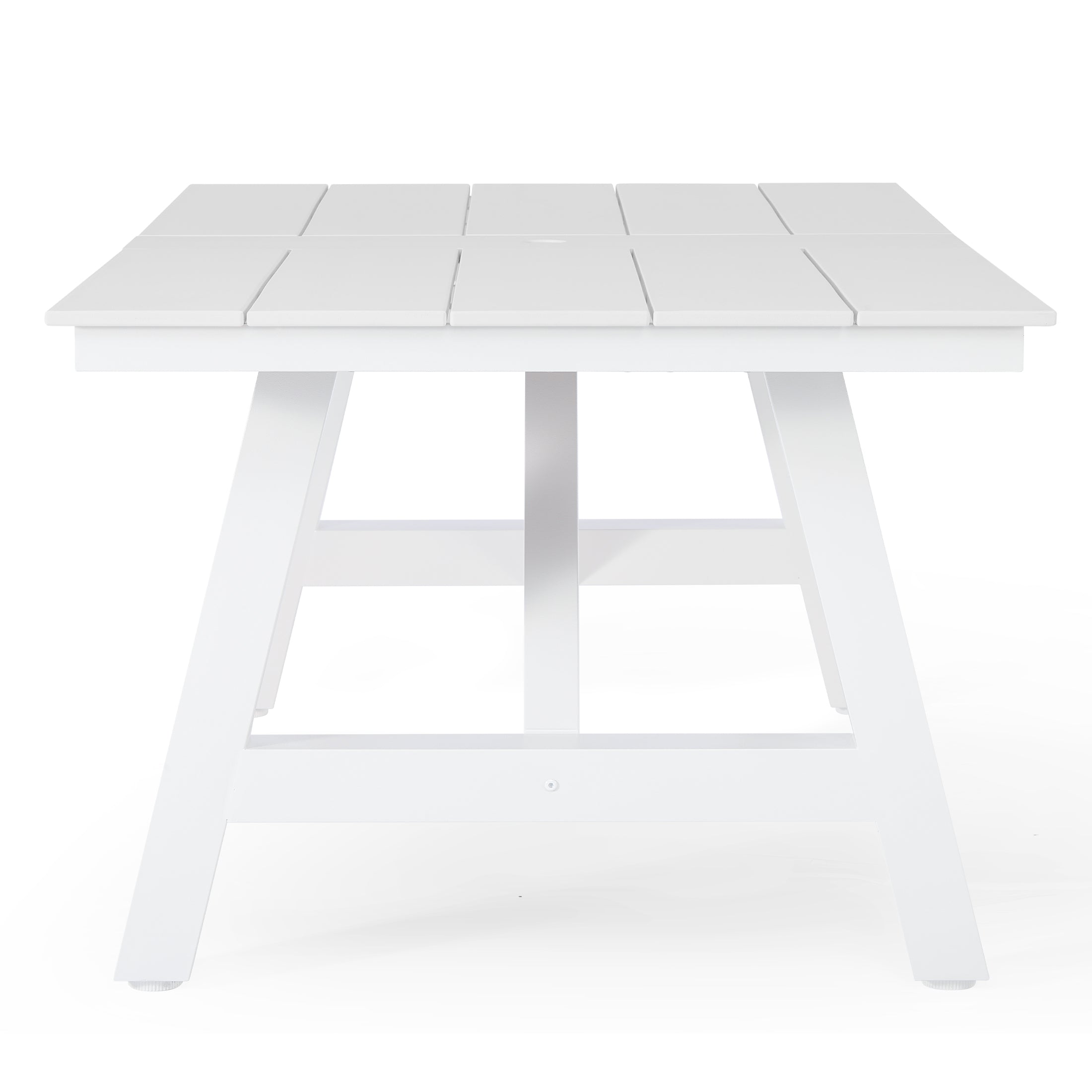 Stinson 90" HDPE Rectangle Outdoor Patio Dining Table With Umbrella Hole and Metal Frame