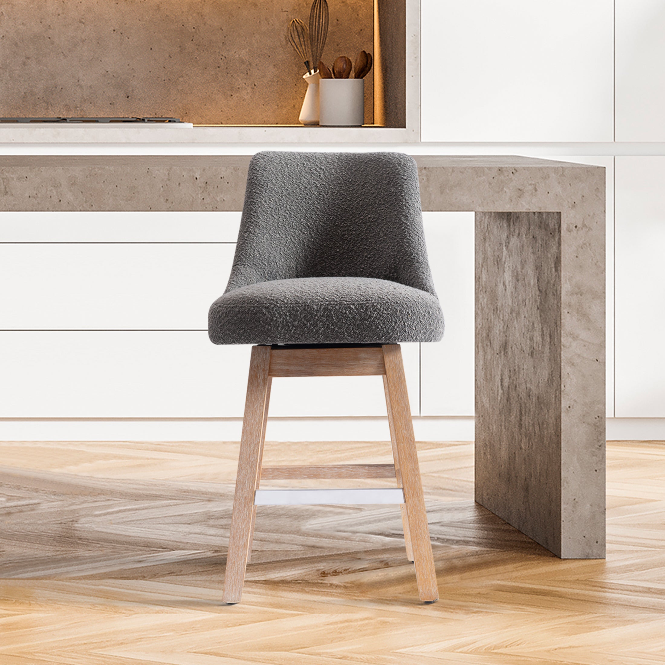 Amélie 26" Upholstered Swivel Counter Height Bar Stool