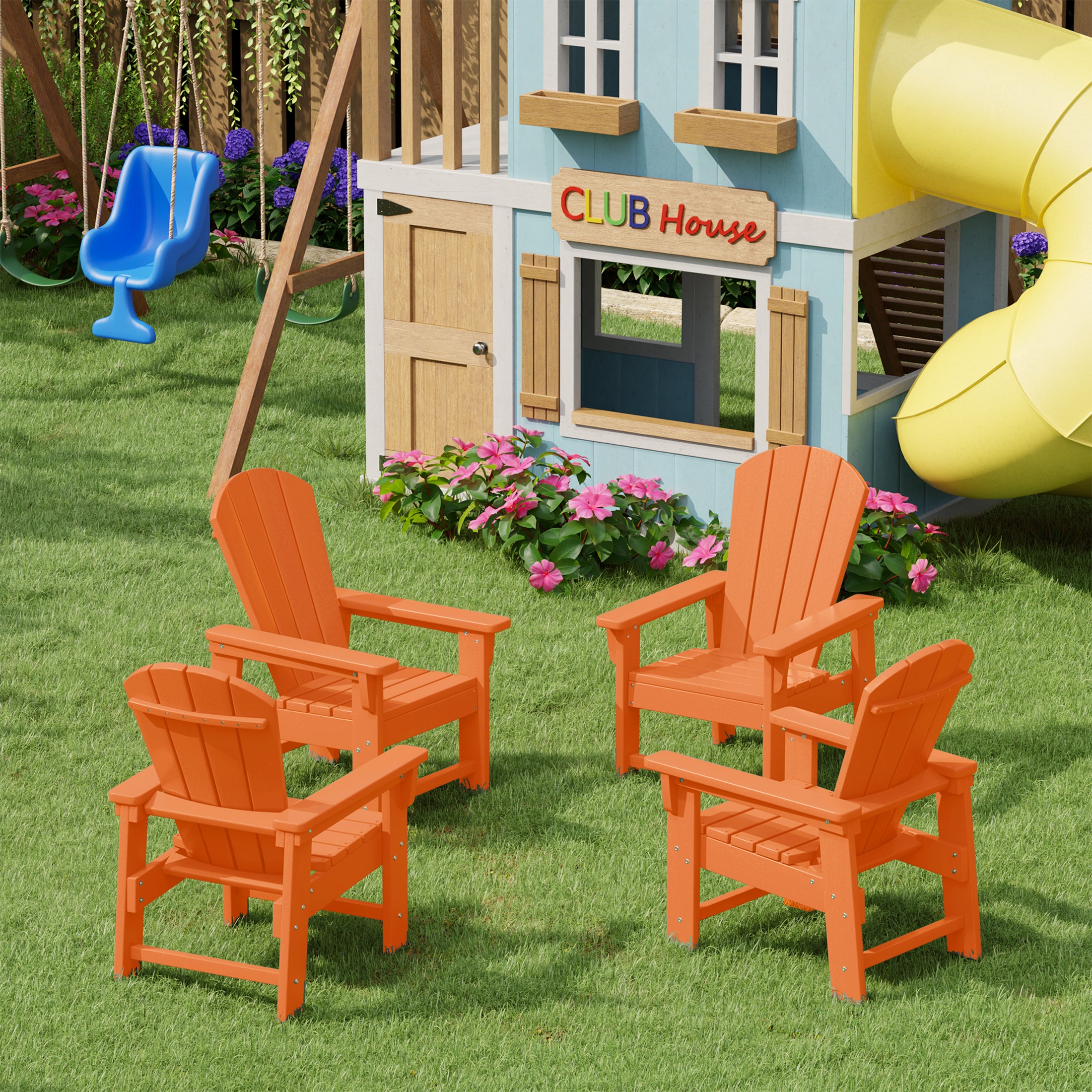 Paradise Kids Outdoor Adirondack Plastic Patio Chair (Set of 4)
