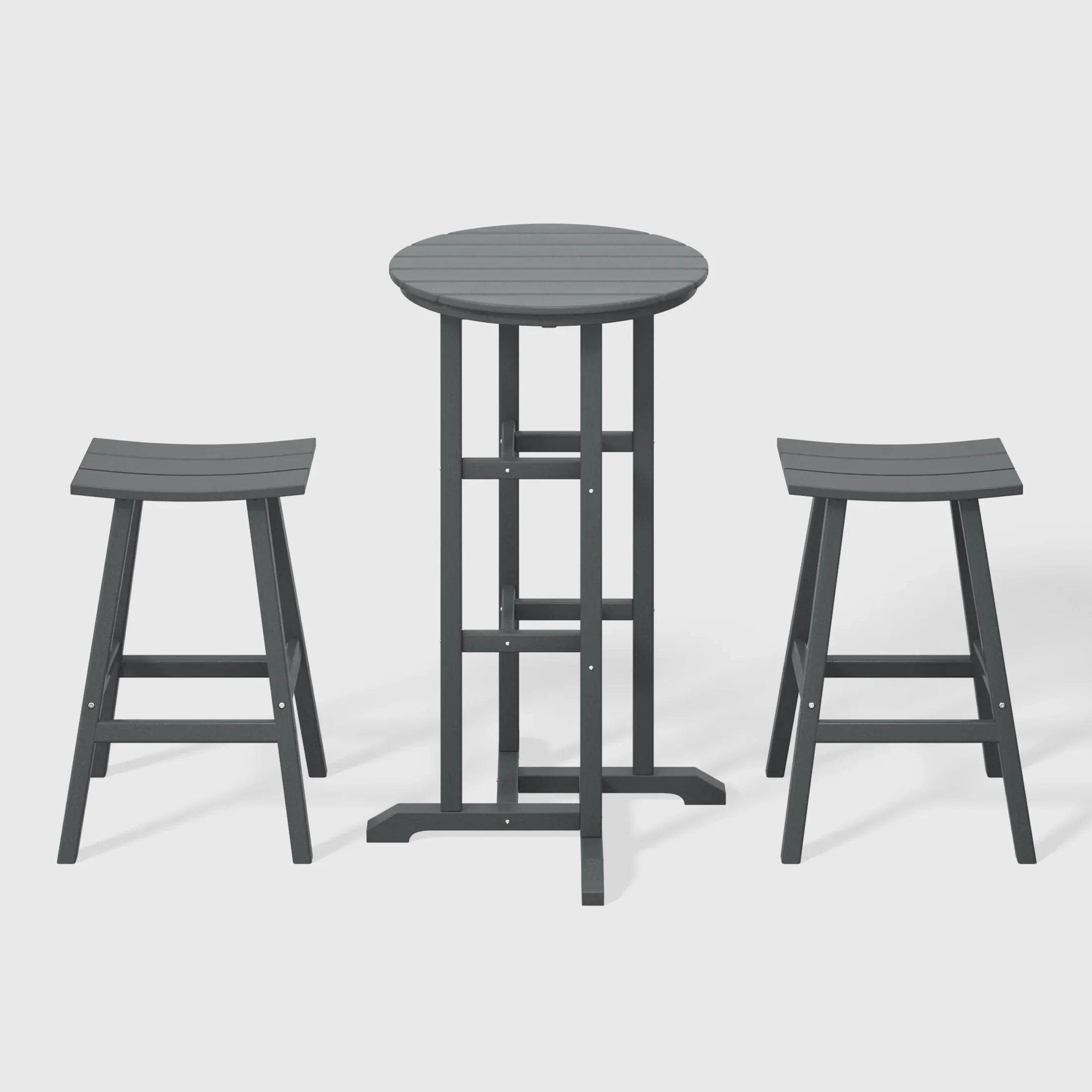 Paradise Outdoor Patio Bar Height Table and Bar Stool 3-Piece Dining Set
