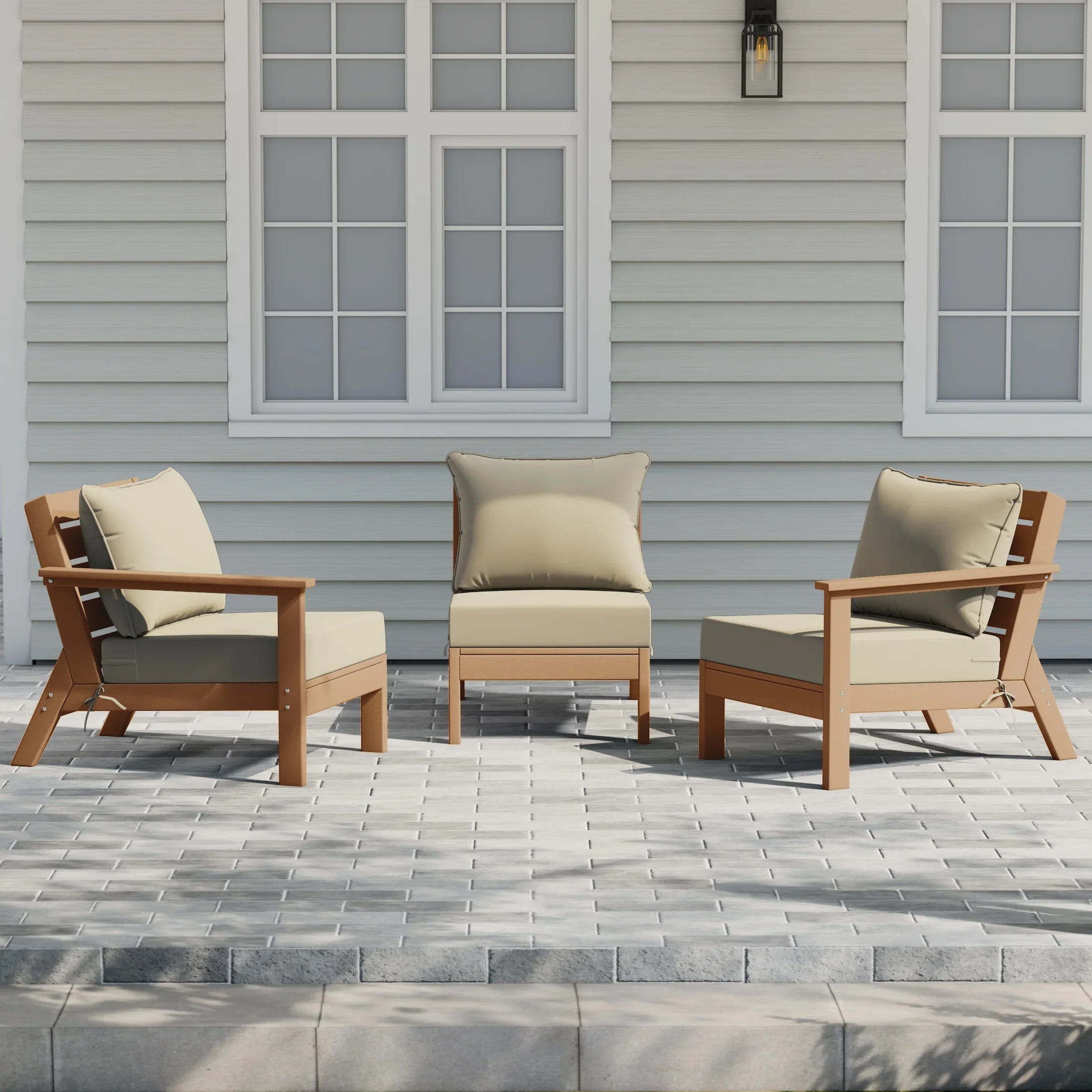 Portsmouth Outdoor Patio HDPE Sectional Sofa with Patio Cushions