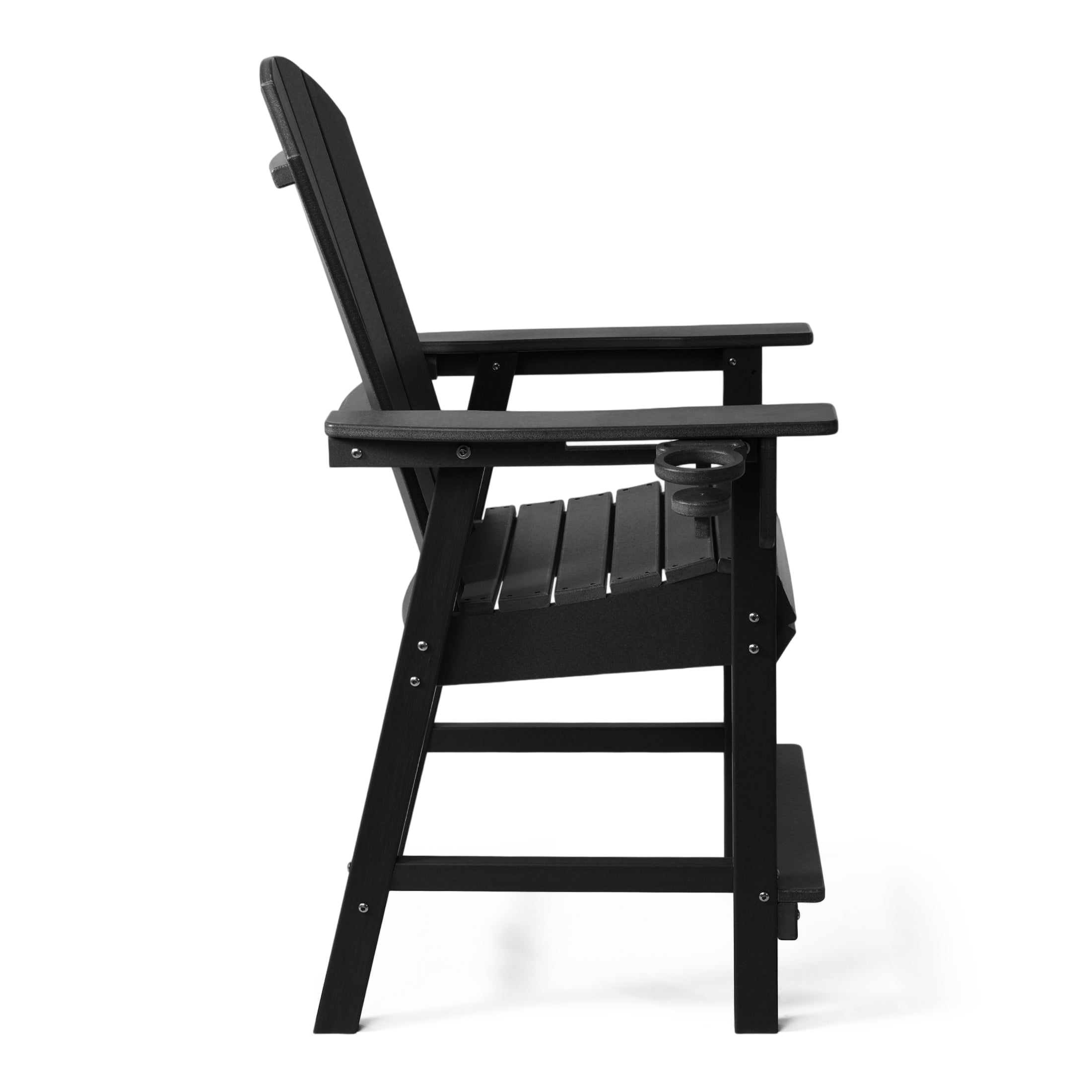 Paradise Outdoor HDPE Tall Adirondack Counter Height Bar Chair With Cup Holder