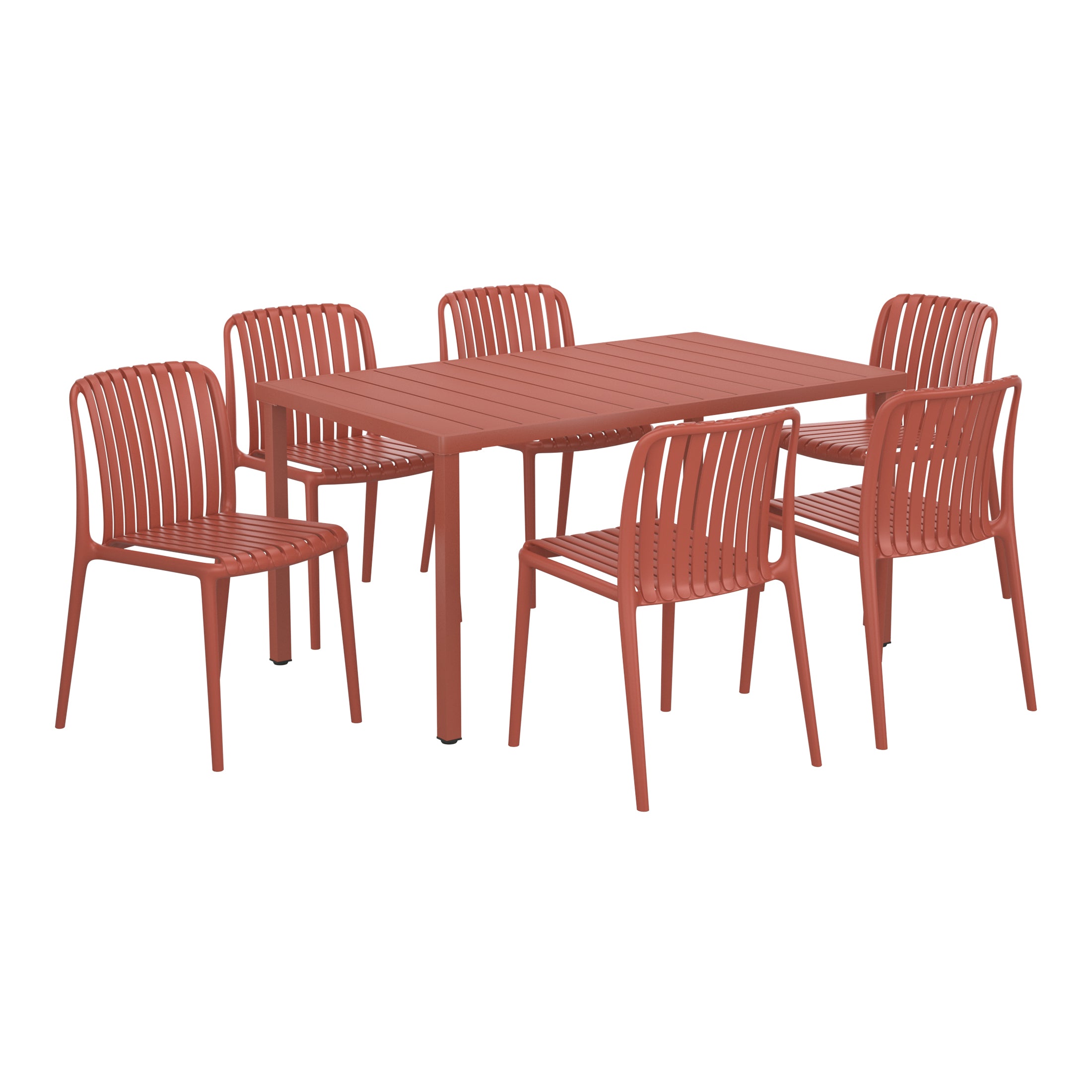 Sunshine 7-Piece Outdoor Patio Dining Table Set With Stackable Patio Chairs