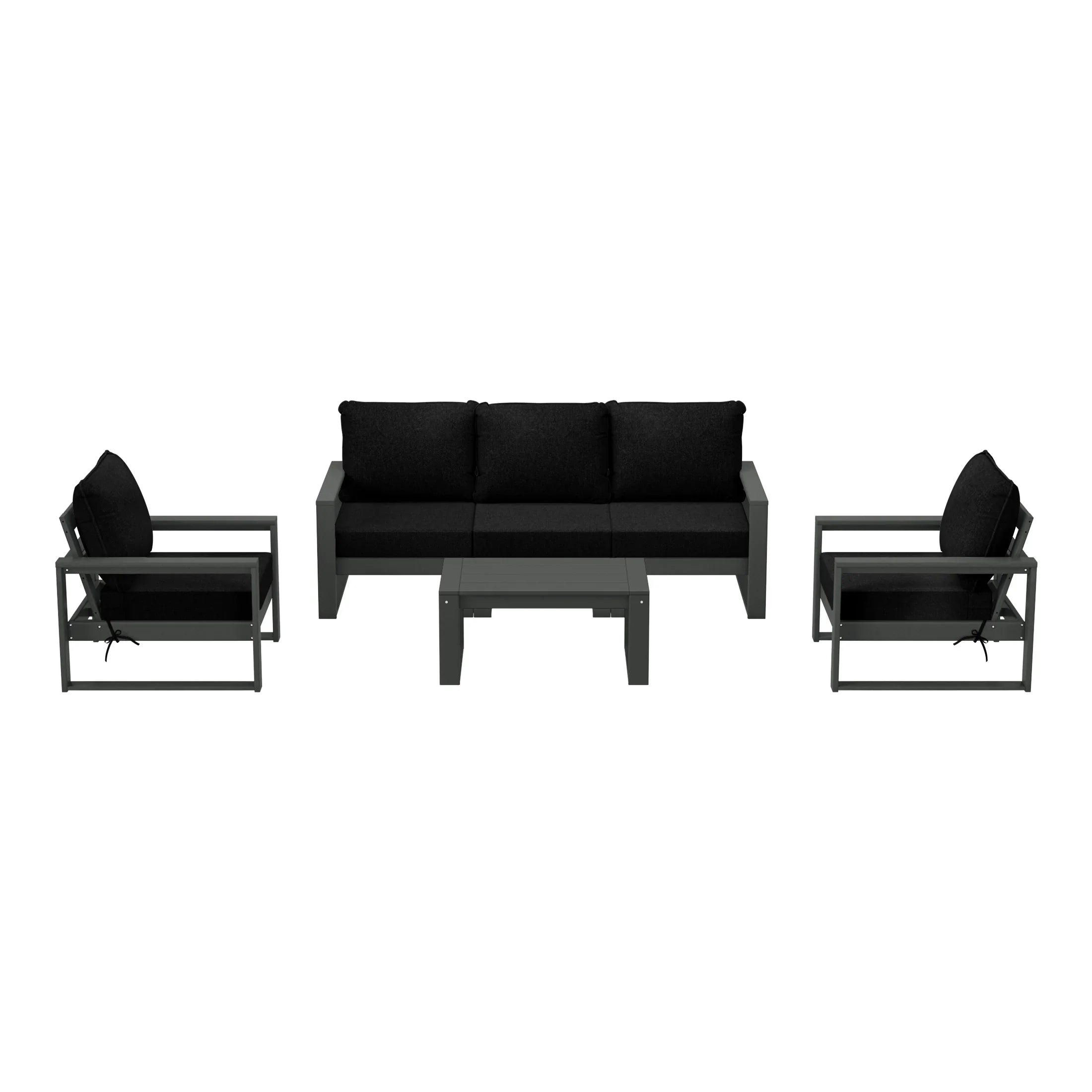 Rockaway 6-Piece Modern HDPE Outdoor Patio Furniture Sofa Conversation Set with Coffee Table