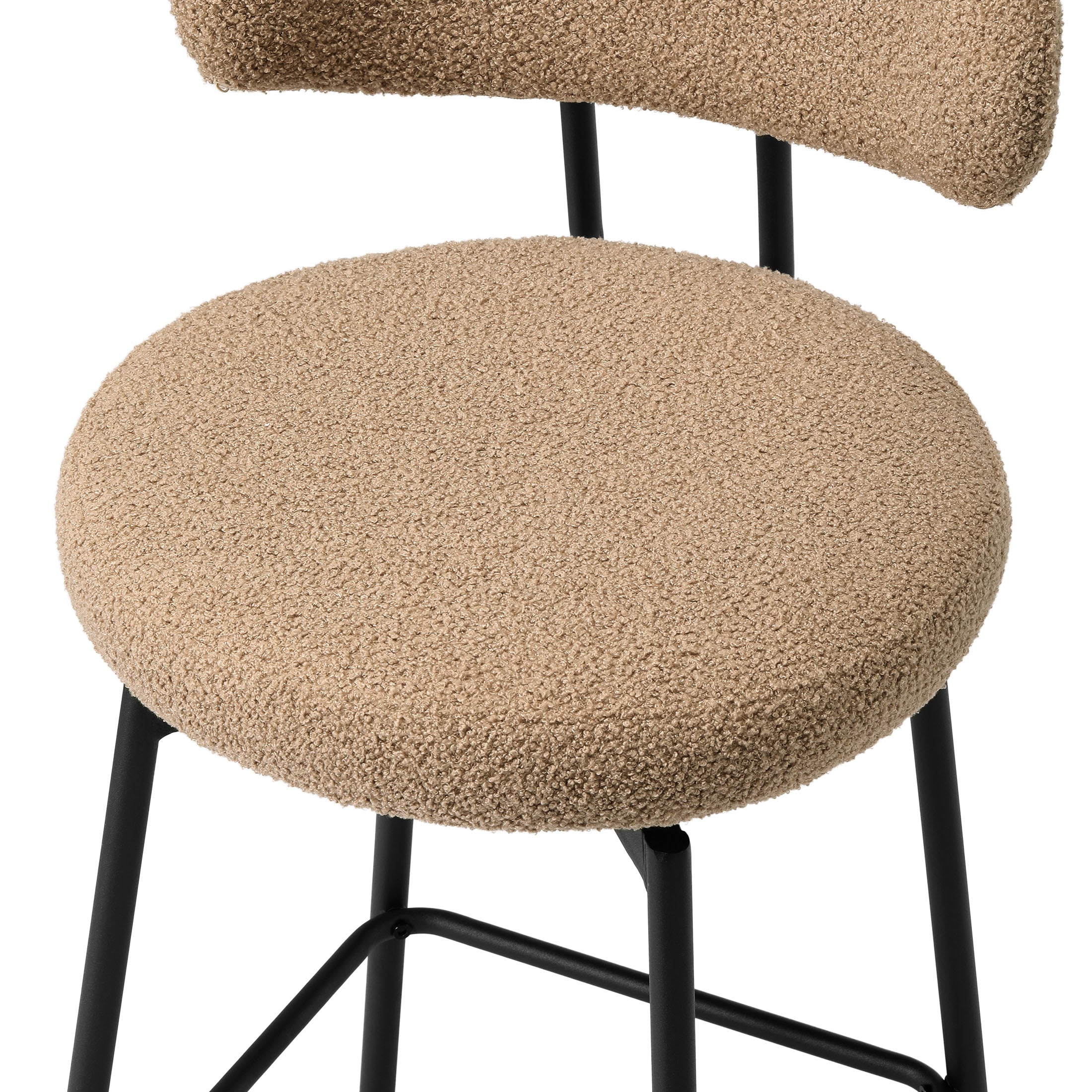 Celine Modern Upholstered Sherpa Fabric Counter Height Bar Stools with Back (Set of 2)