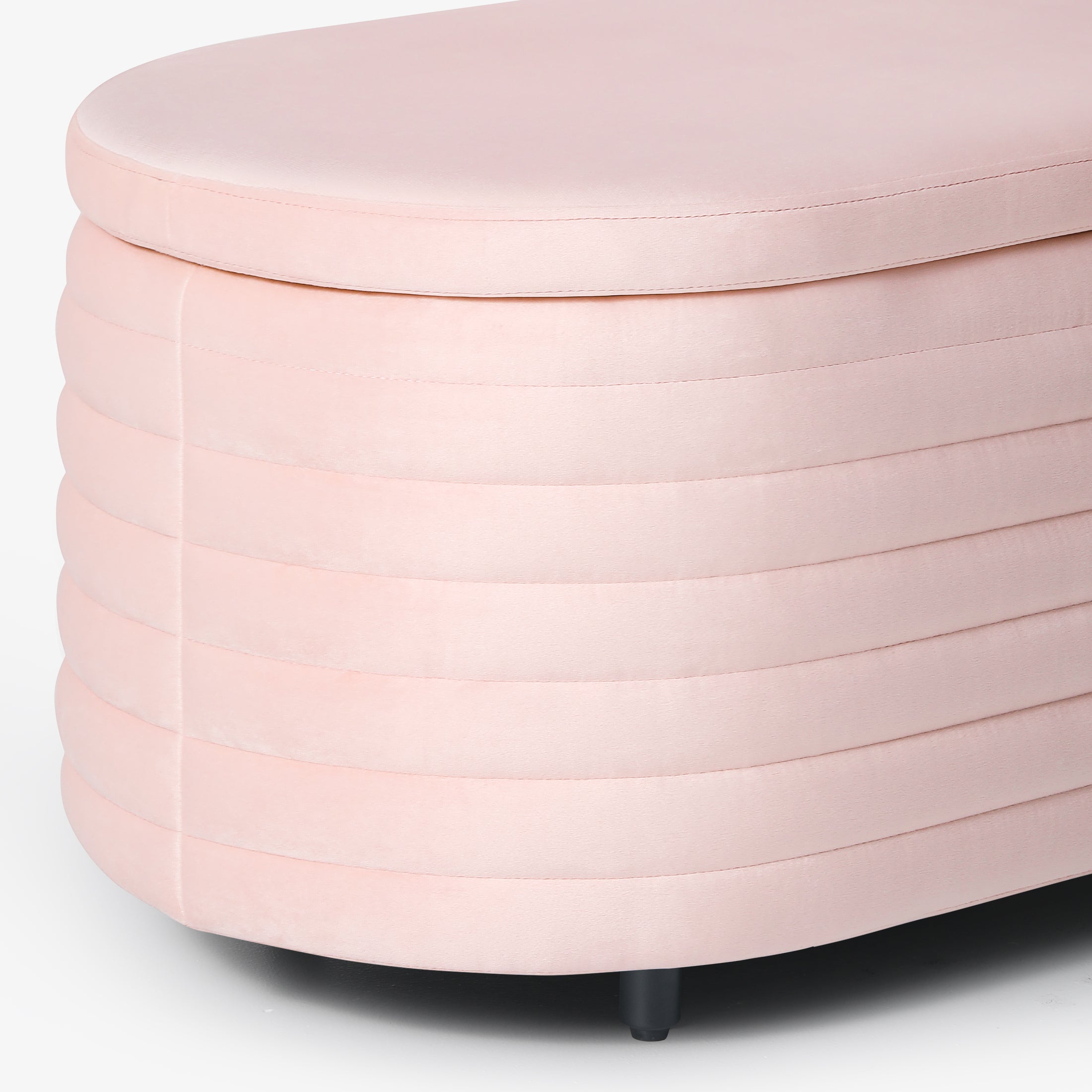 Alaia 42" Wide Mid-Century Modern Upholstered Velvet Tufted Oval Storage Ottoman Bench