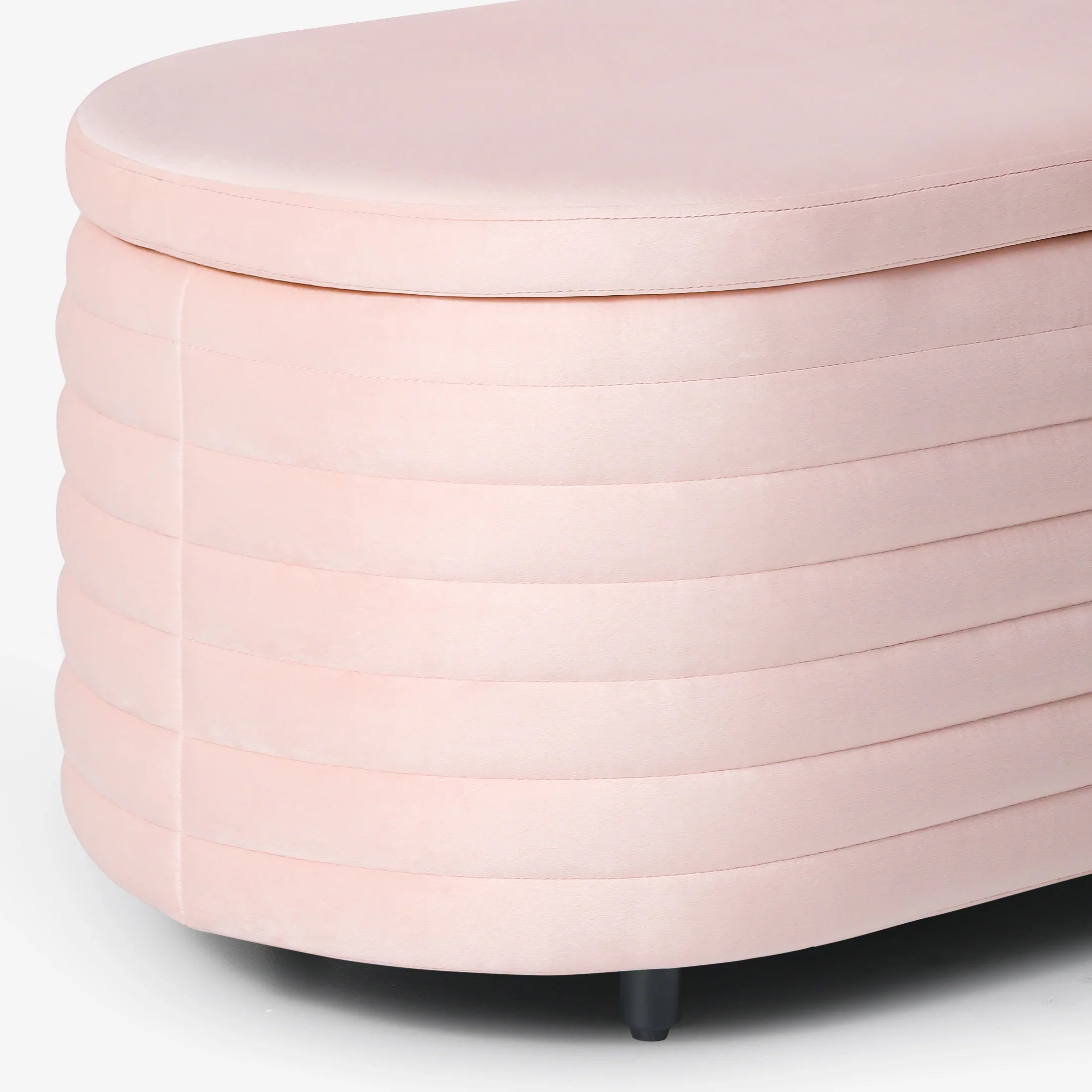 Alaia 42" Wide Mid-Century Modern Upholstered Velvet Tufted Oval Storage Ottoman Bench